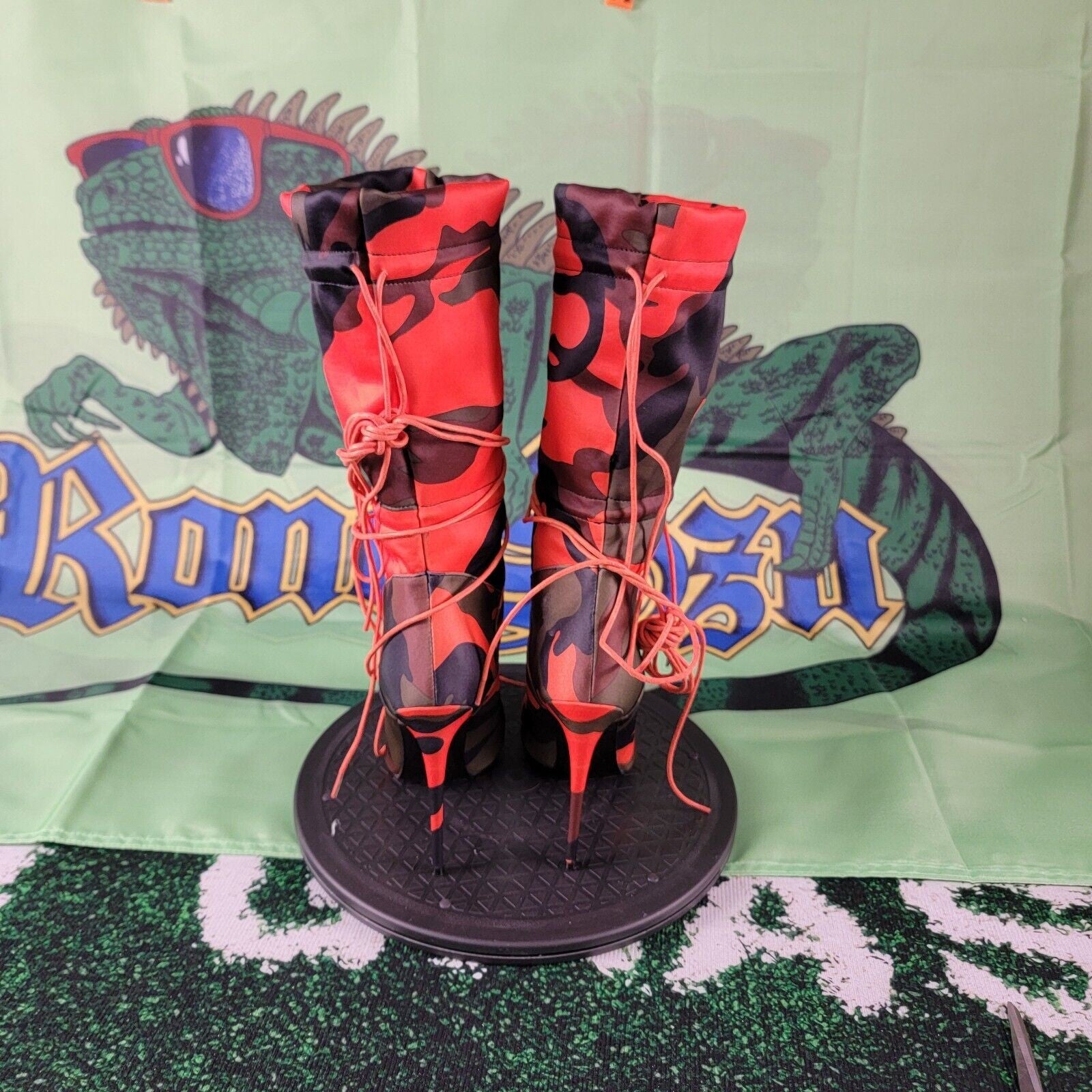 Camouflage Women’s Stilettos Ankle Boots (Slouch) Red/Green/Black/Brown Size 82