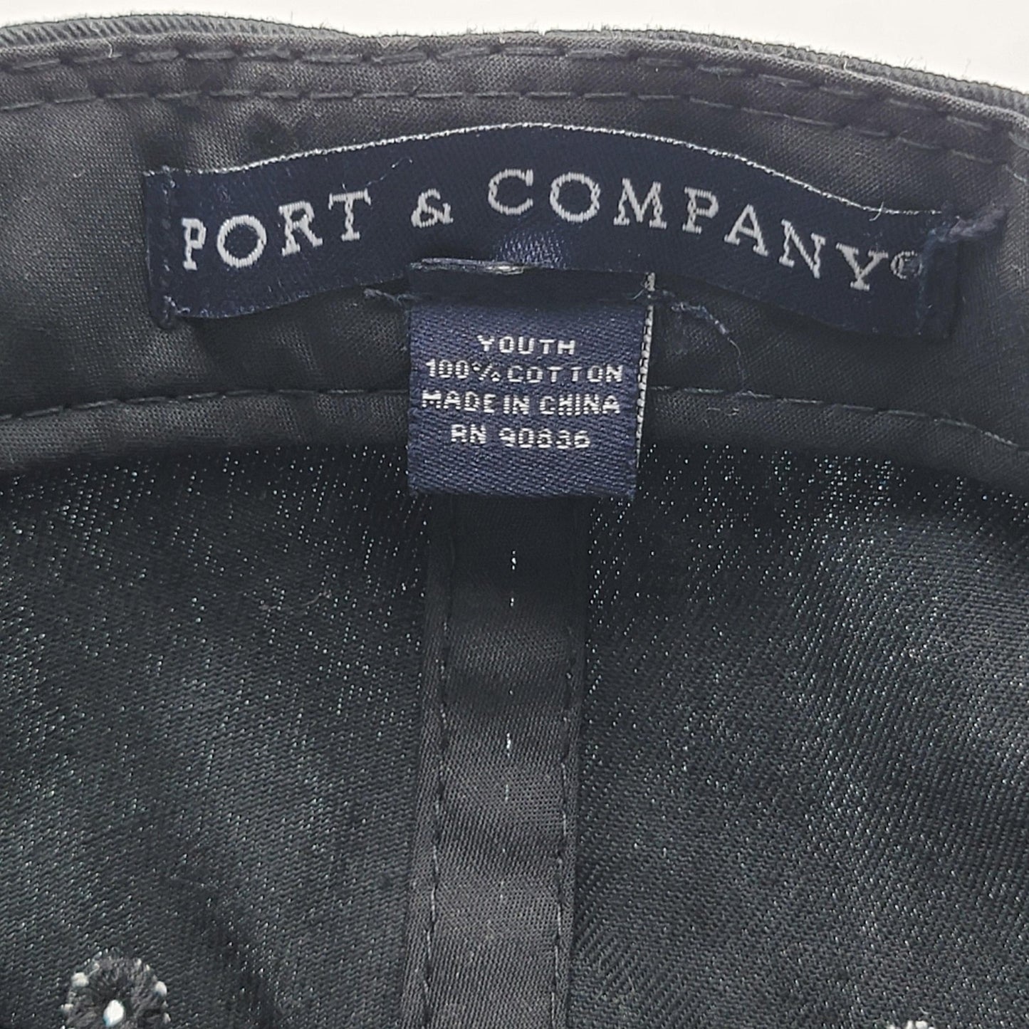 Port & Company Hat Cap Strap Back Youth Black Red Embroidered Logo5