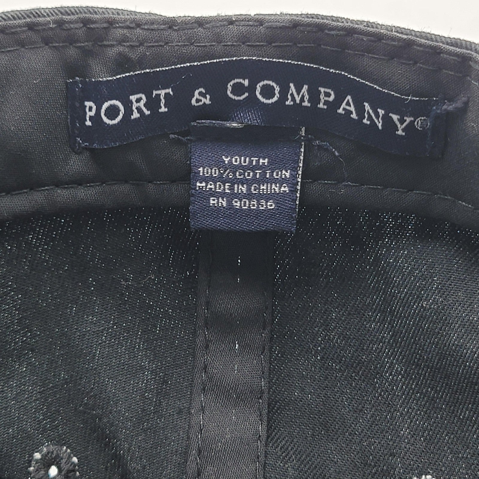 Port & Company Hat Cap Strap Back Youth Black Red Embroidered Logo5