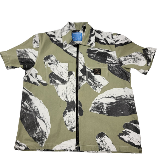 Market Mens Green Talus Work Shirt Short Sleeve Sz L