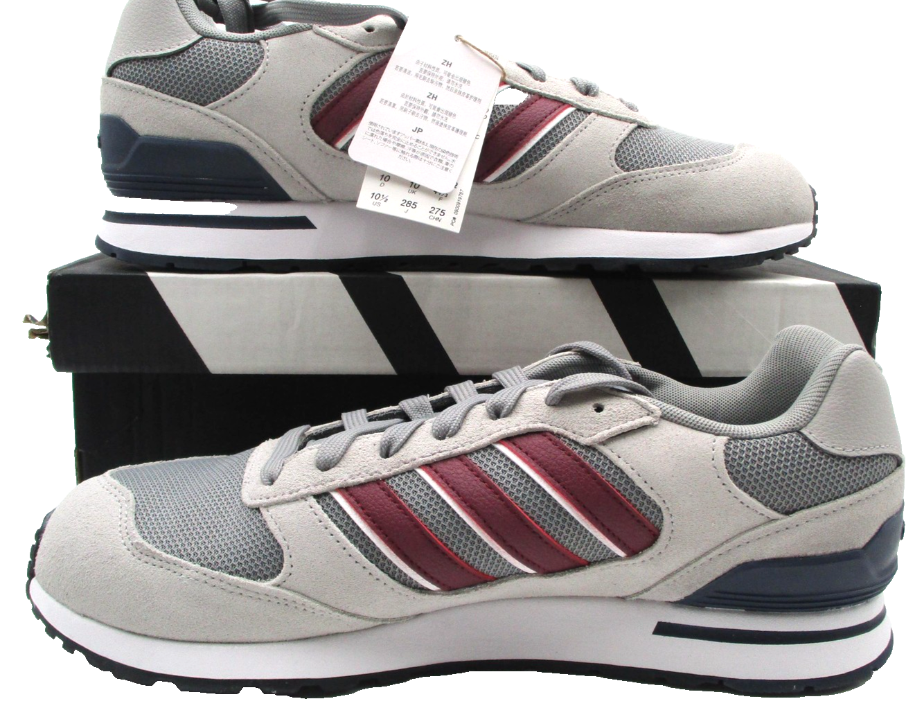 Adidas Run 80s Shoes Mens Size 10.5 Gray Burgundy Suede Low Top Sneakers ID18820