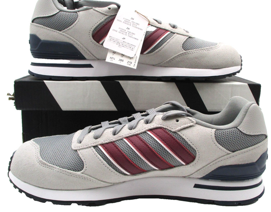 Adidas Run 80s Shoes Mens Size 10.5 Gray Burgundy Suede Low Top Sneakers ID18820