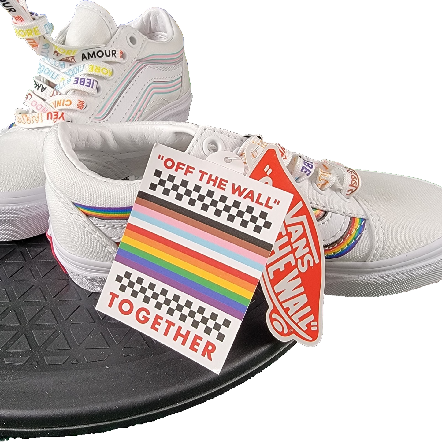 Vans Old Skool Pride Edition Kids 12Y White Rainbow VN0A7Q5FB5U New4