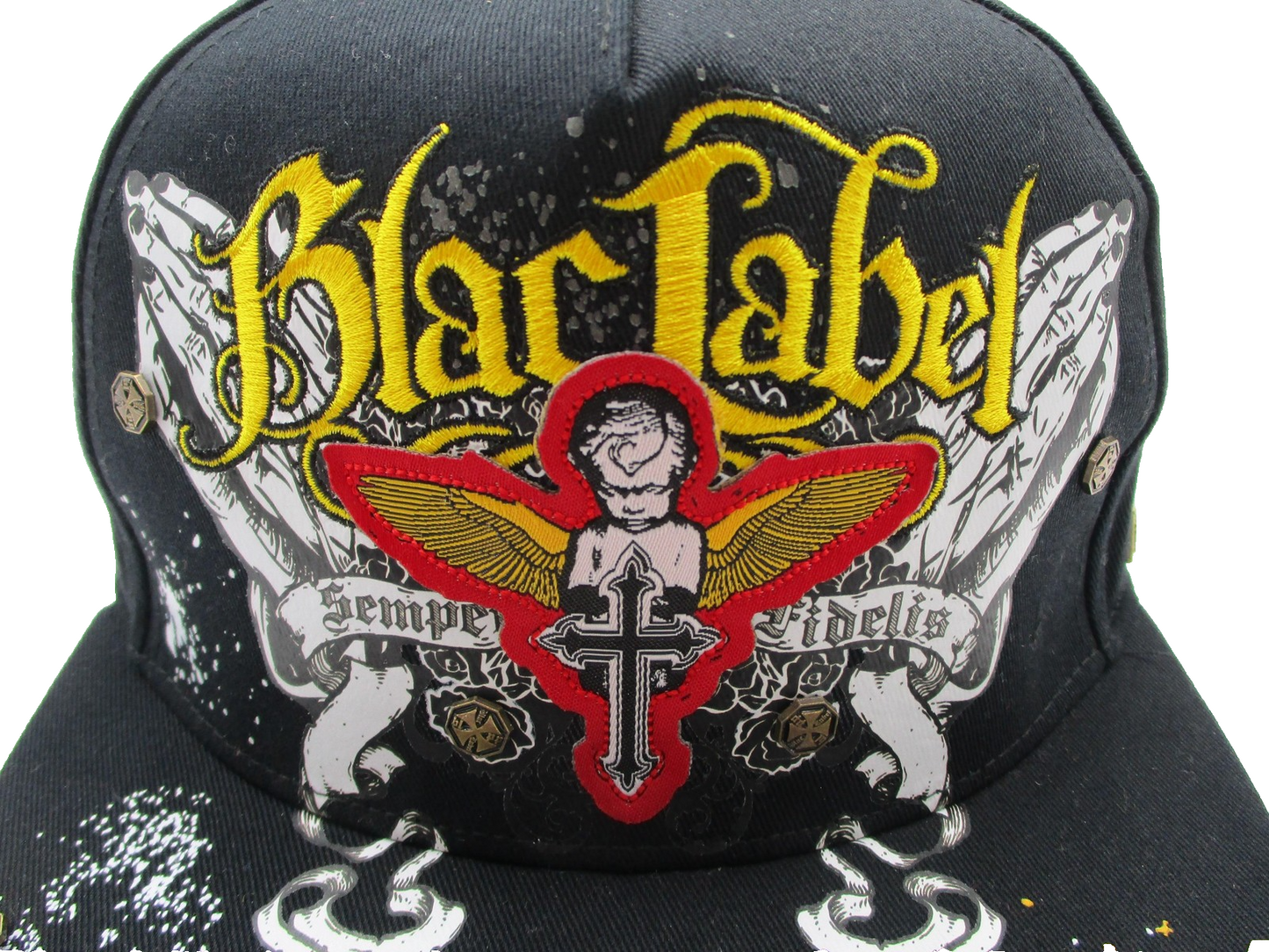 Blac Label Hat Cap Snap Back Mens One Size Black Praying Hands Gothic Trucker4
