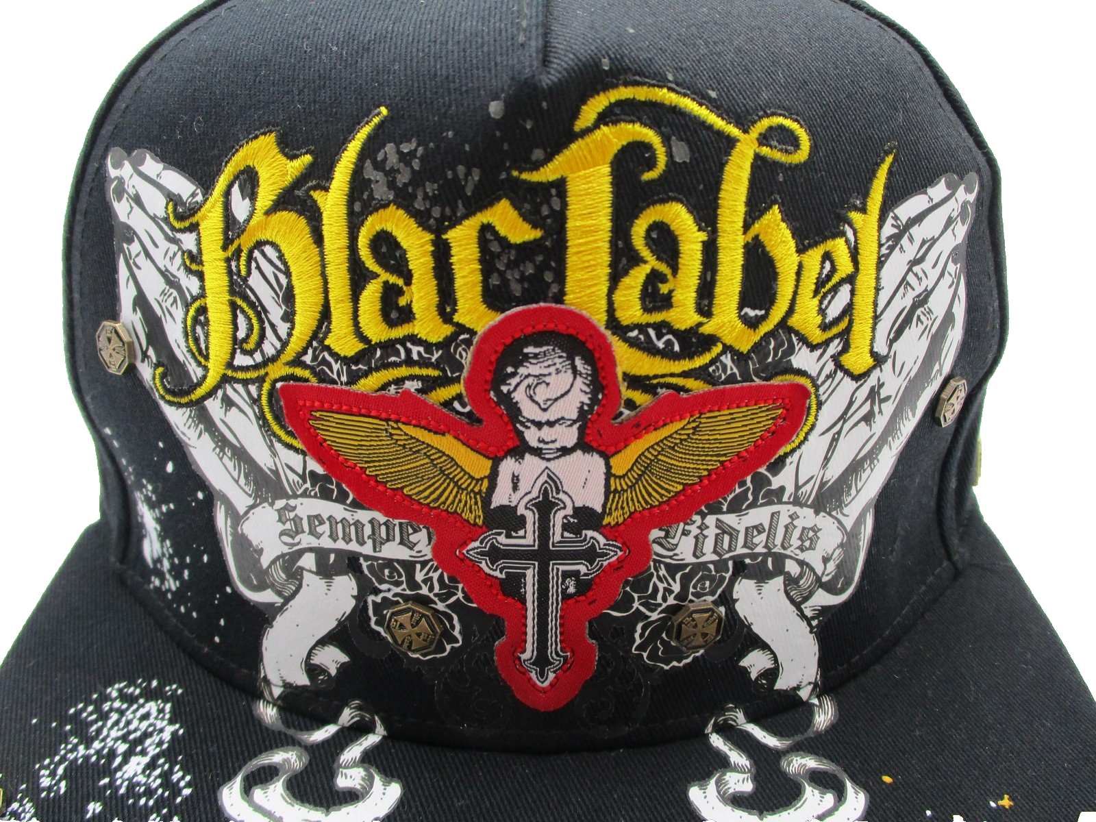 Blac Label Hat Cap Snap Back Mens One Size Black Praying Hands Gothic Trucker4