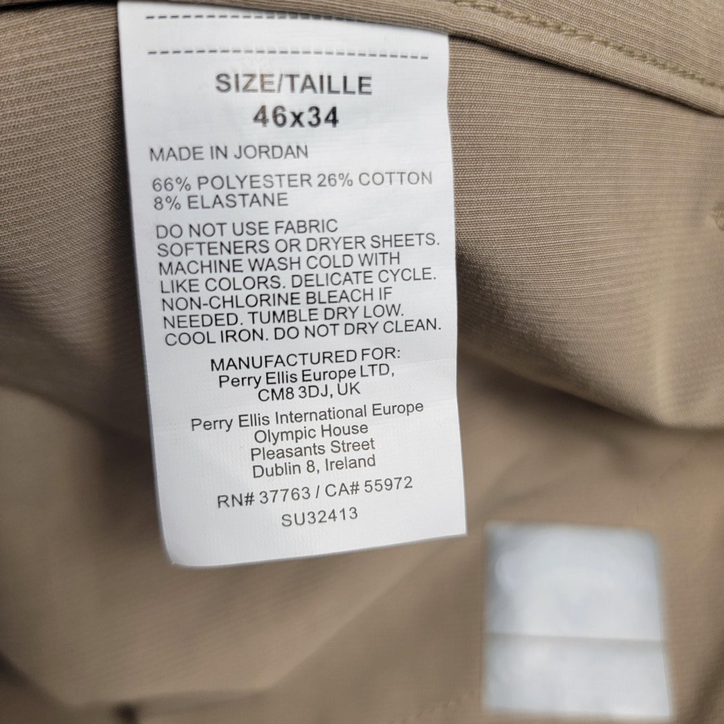 Callaway Pants Men 46x34 Khaki Golf OptiDri Stretch Lightweight Performance 9897