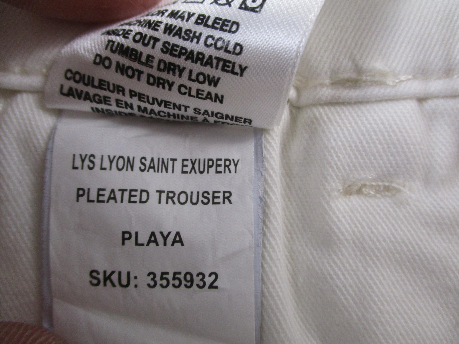 Warp + Weft Pants Mens 34x31 White LYS Lyon Pleated Trouser Chino Playa 14405