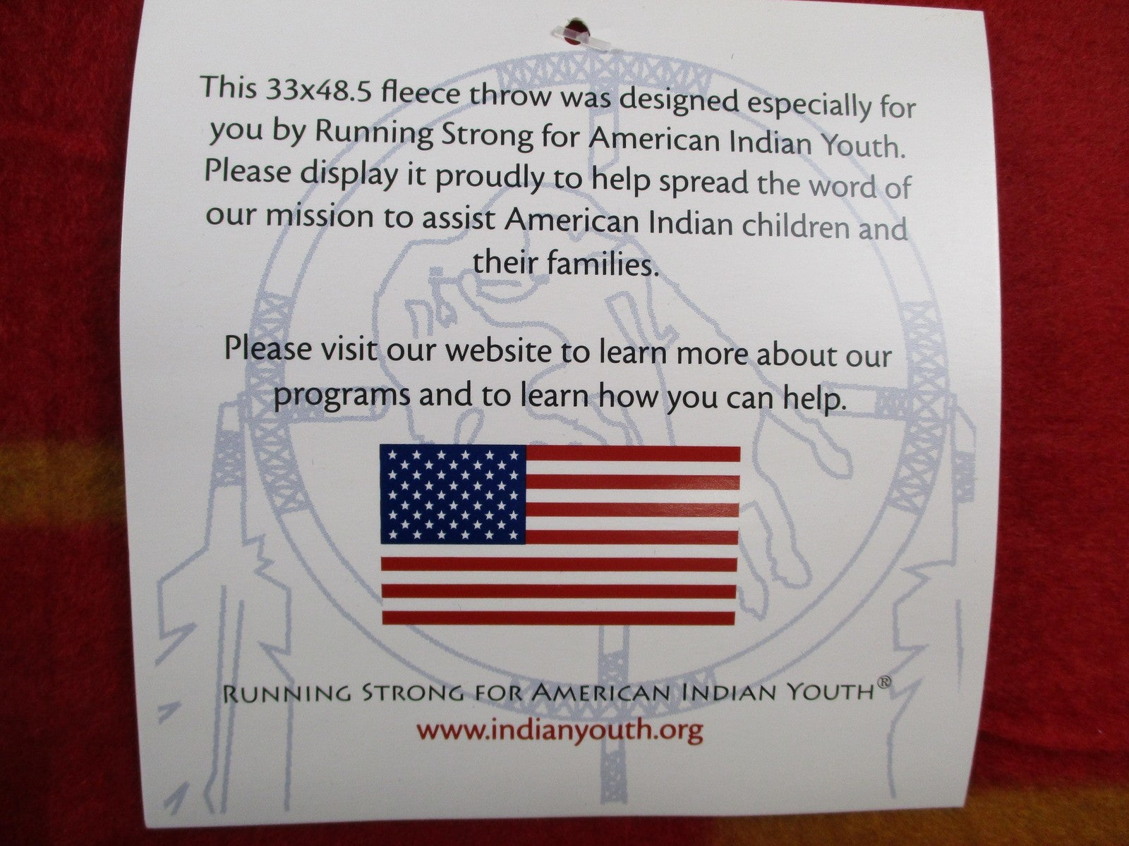 Running Strong For American Indian Youth Fleece Throw Blanket Red Southwestern1