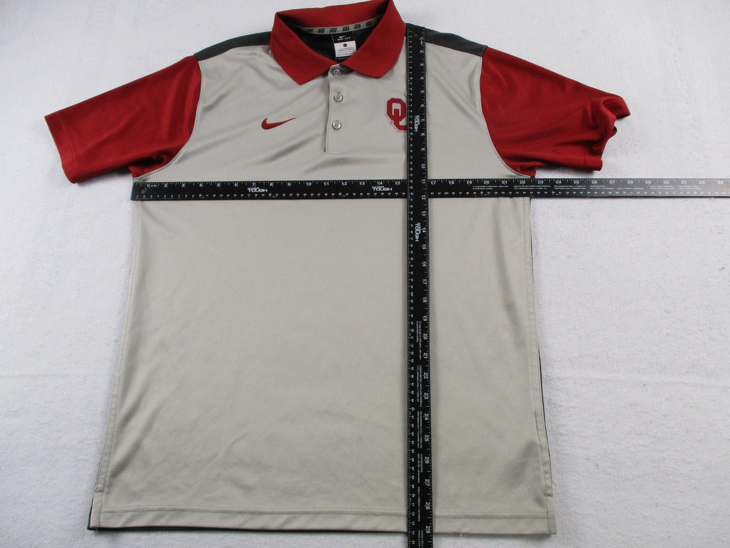 Oklahoma Sooners Shirt Mens Large Gray NCAA Football Nike Dri Fit Polo OU Logo7
