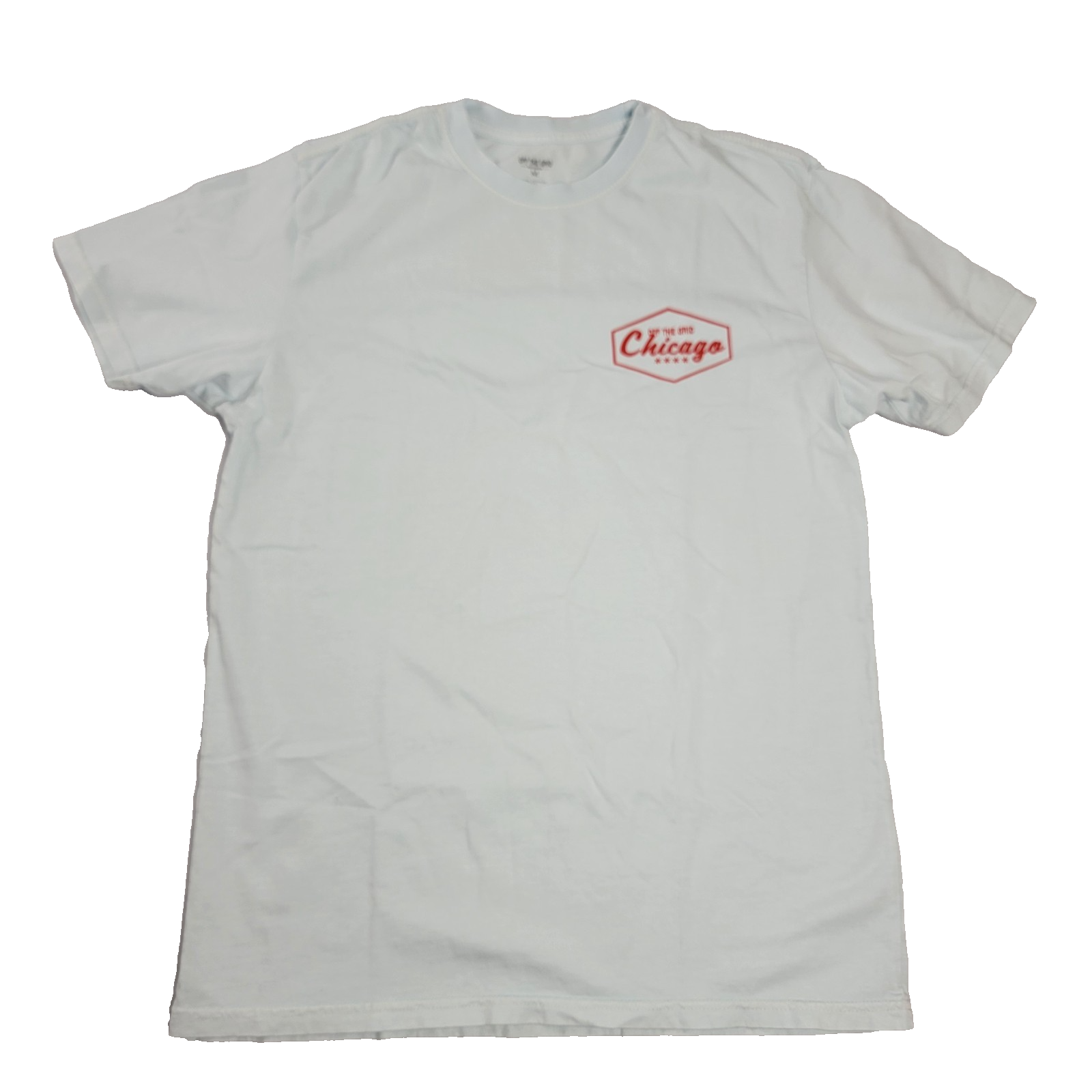 John Summit Open Late Chicago Tee Light Blue Medium New 100% Cotton