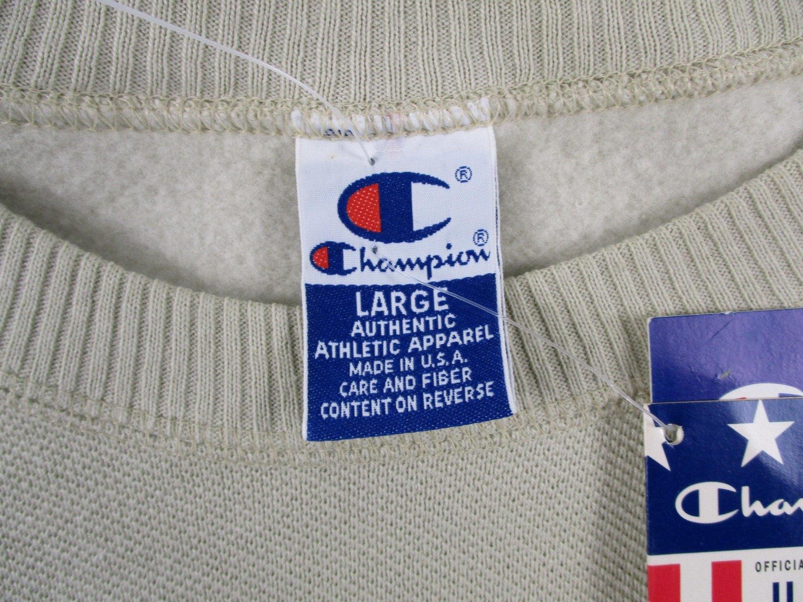 Vintage Champion Sweatshirt Mens Large Beige USA Olympic Fleece Crewneck NWT3