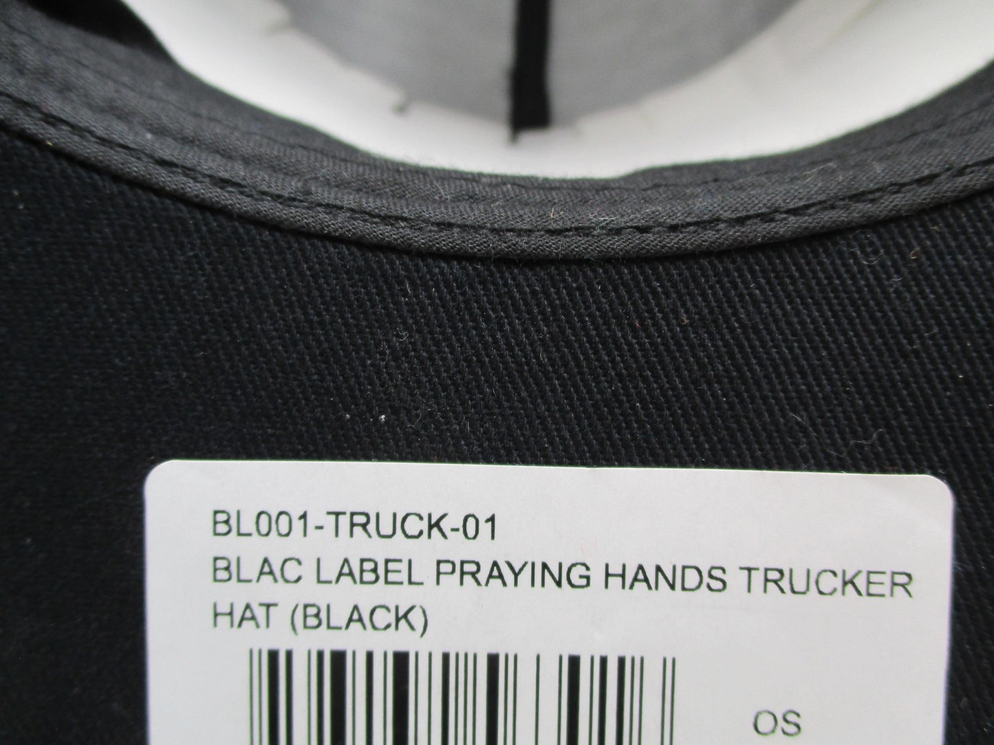 Blac Label Hat Cap Snap Back Mens One Size Black Praying Hands Gothic Trucker8