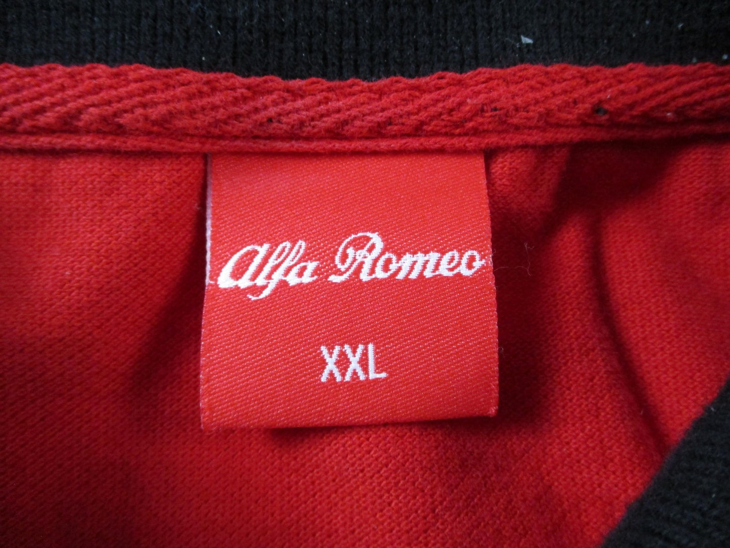 Alfa Romeo Polo Shirt Men 2XL Red Black Short Sleeve Racing Automotive Logo 15602