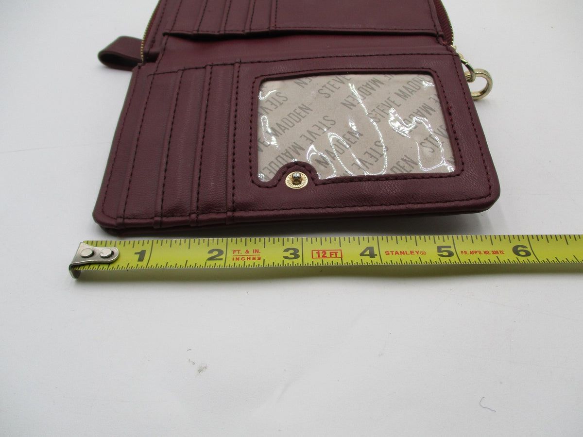 Steve Madden Wallet Women's One Size Red Faux Leather Wristlet Zip Around8