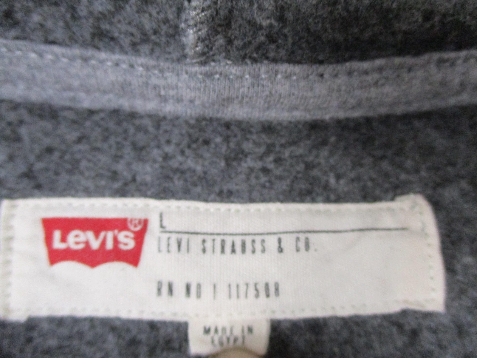 Levi's Hoodie Mens Large Gray Batwing Logo Pullover Kangaroo Pocket