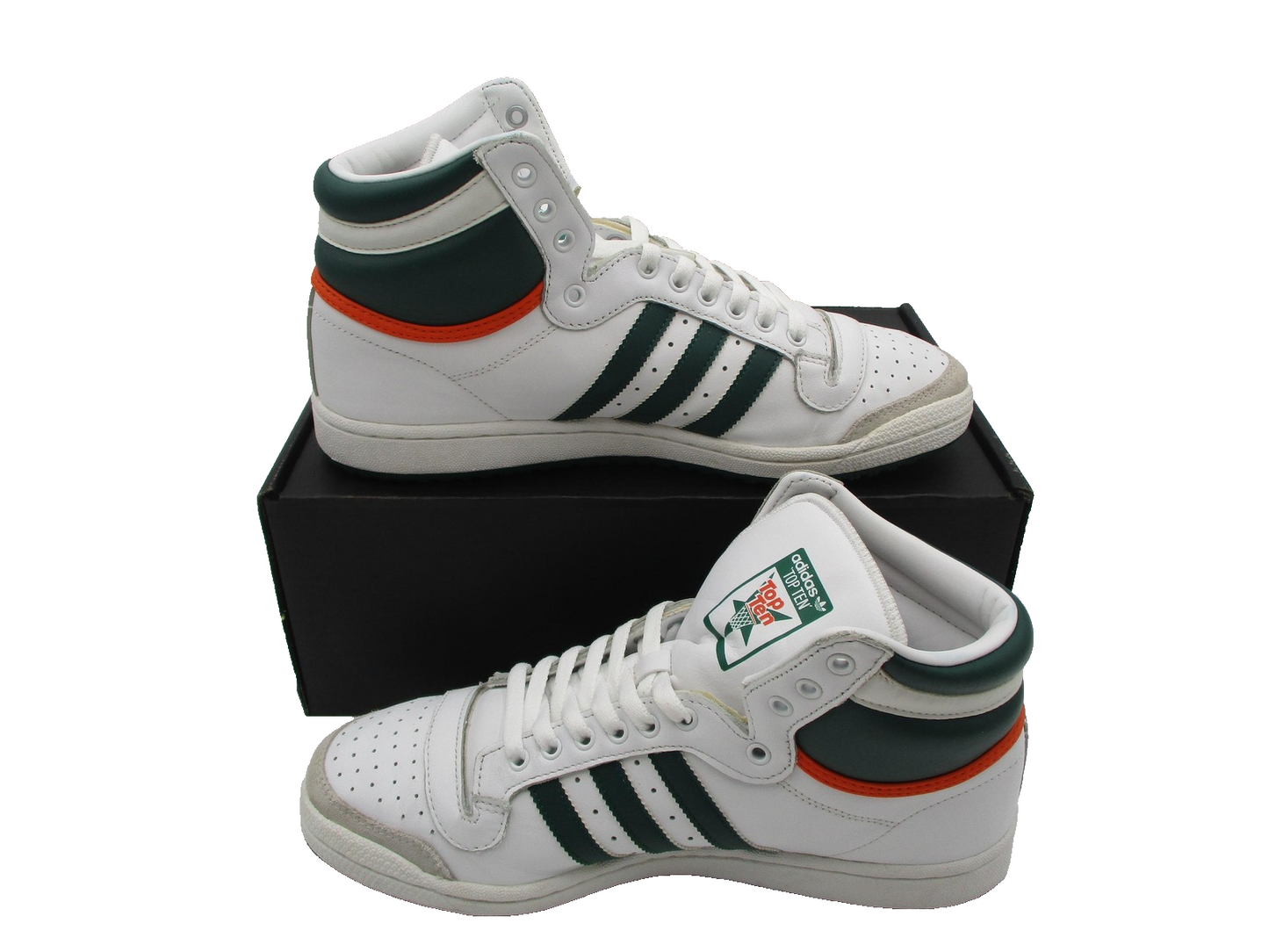 Adidas Top Ten Mens Size 10 White Green Orange High Top Basketball EF2516 (1S2)3