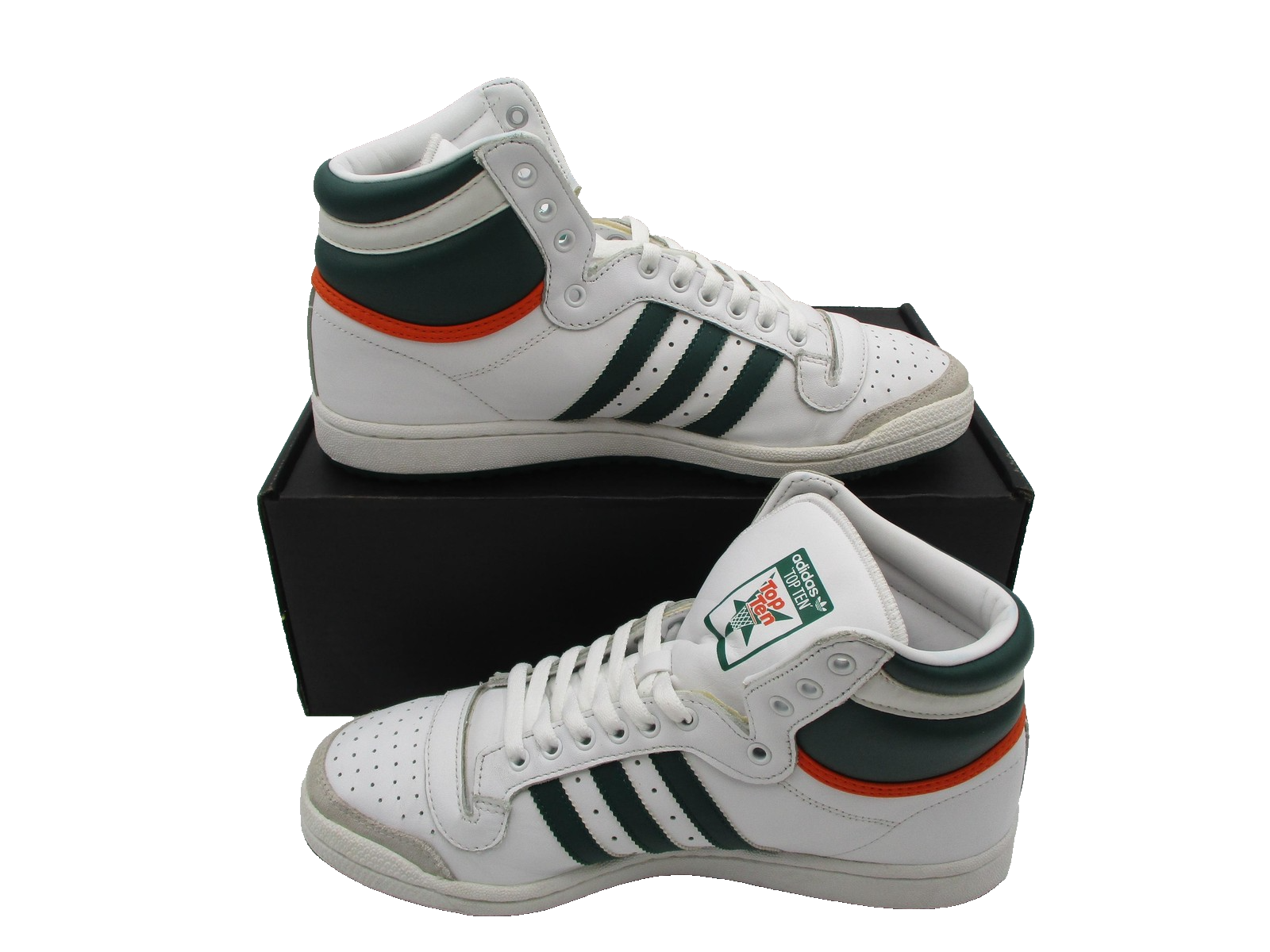 Adidas Top Ten Mens Size 10 White Green Orange High Top Basketball EF2516 (1S2)3
