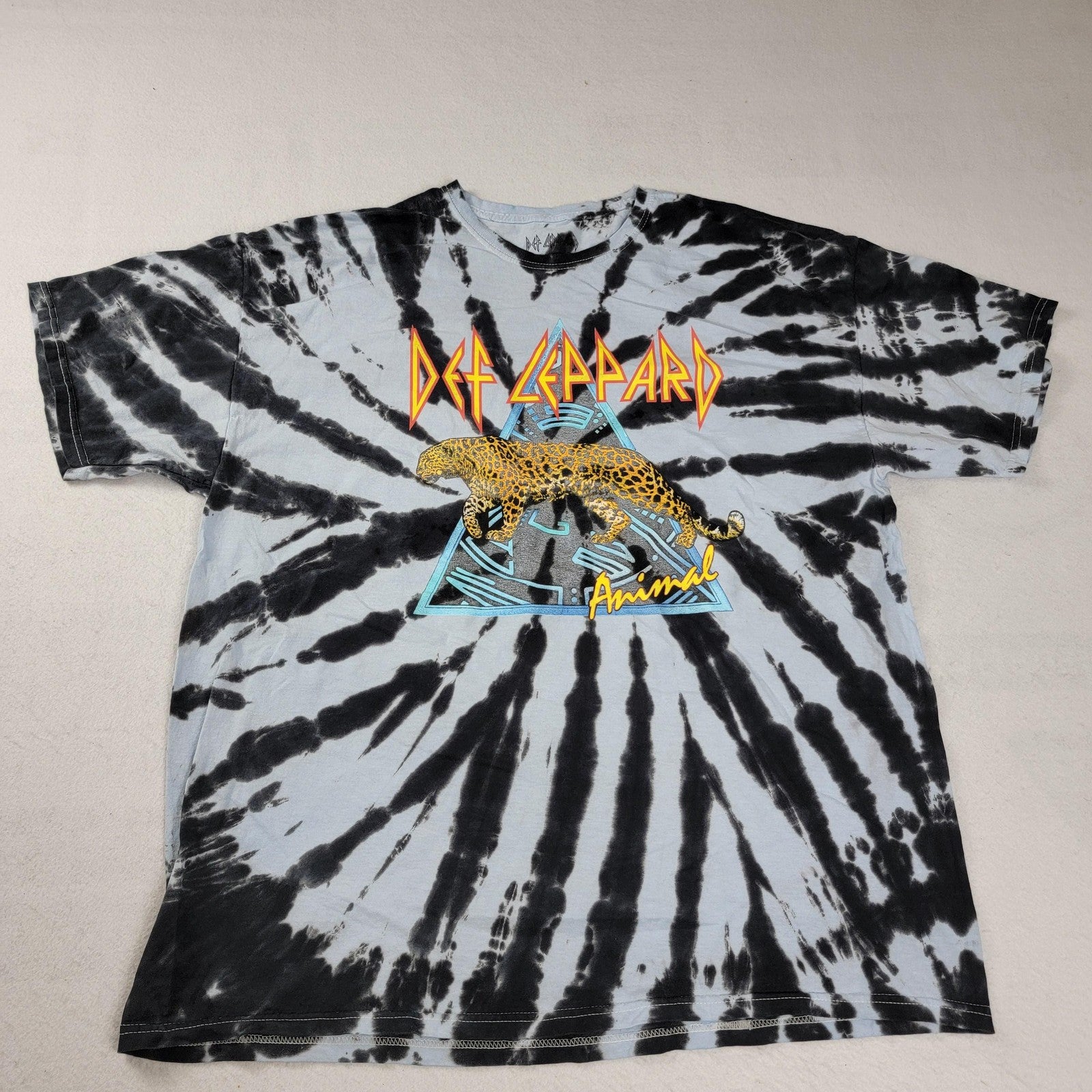 2 Pk Bundle Def Leppard Tie Dye & Lynyrd Skynyrd Beige Mens XL Graphic Rock 11152