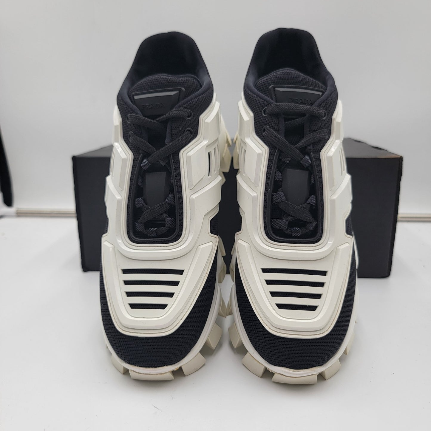 Prada Black White Cloudbust Thunder Logo Chunky Lugsole Sneaker IT 37