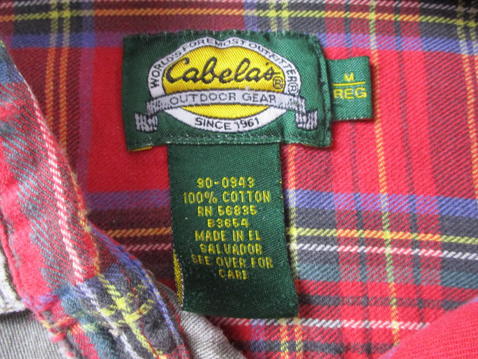 Vintage 90s Cabela's Flannel Lined Stonewash Shirt Mens M Distressed Used 16102