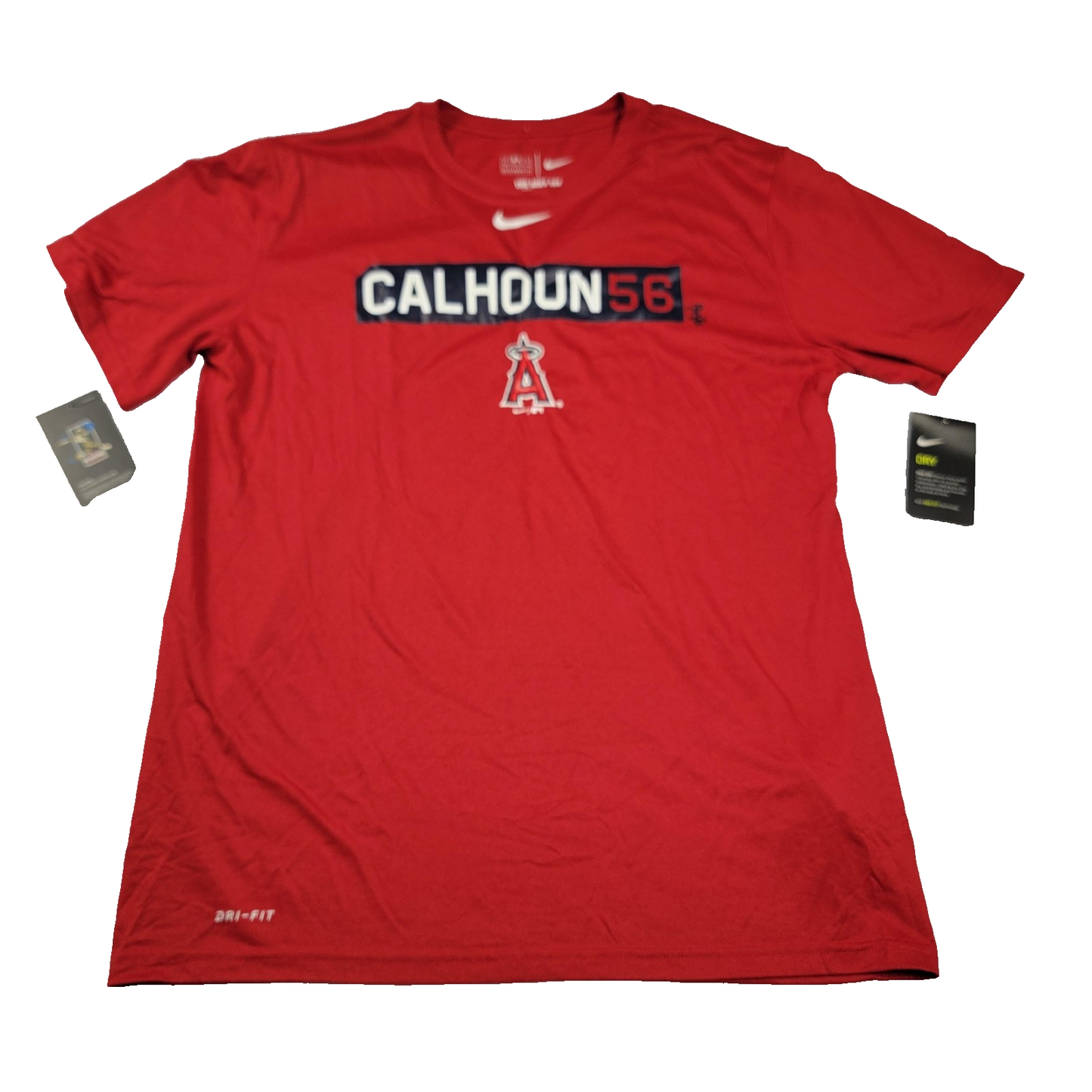 Los Angeles Angels Shirt Mens Large Red MLB Baseball Dri Fit Nike Calhoun 56 9930