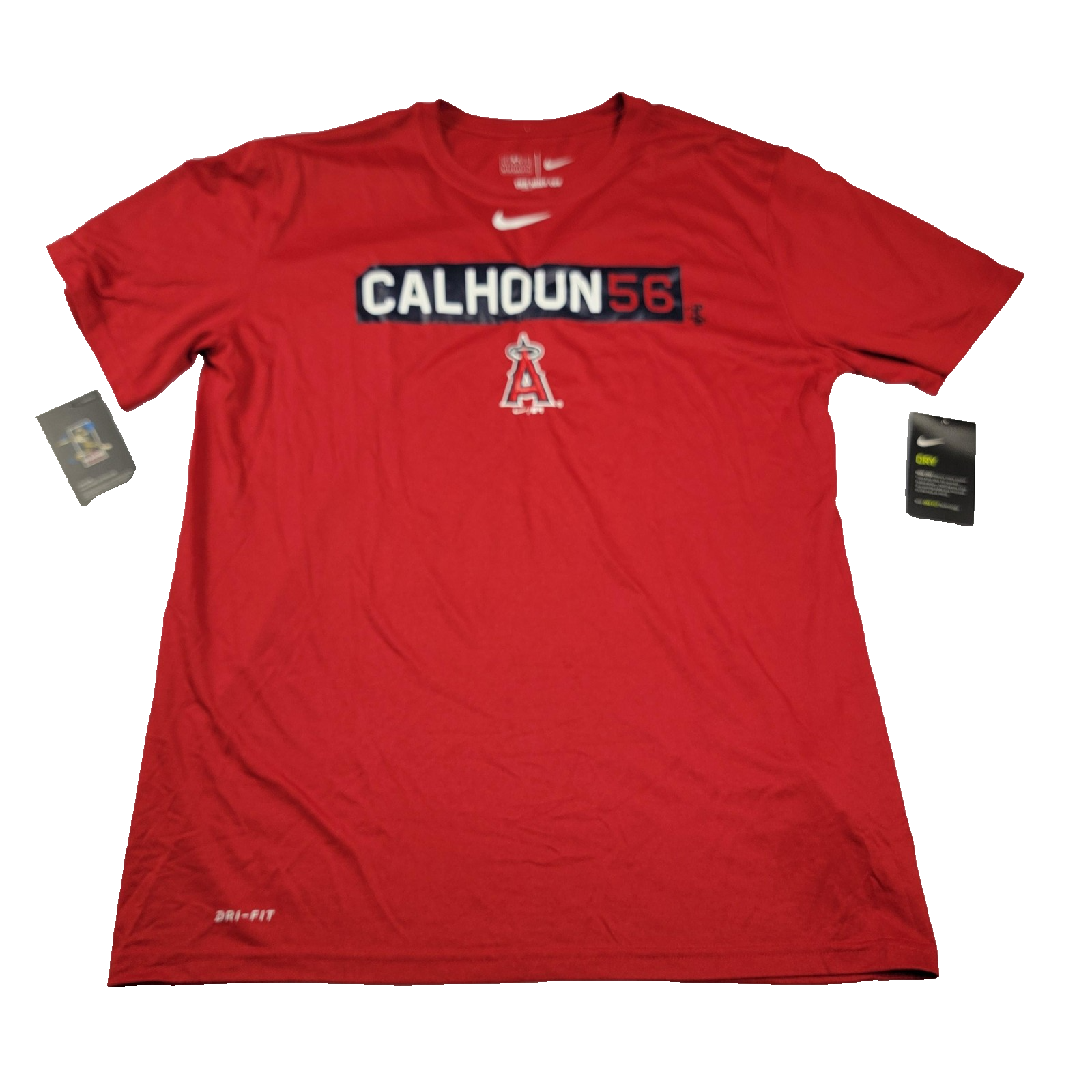 Los Angeles Angels Shirt Mens Large Red MLB Baseball Dri Fit Nike Calhoun 56 9930
