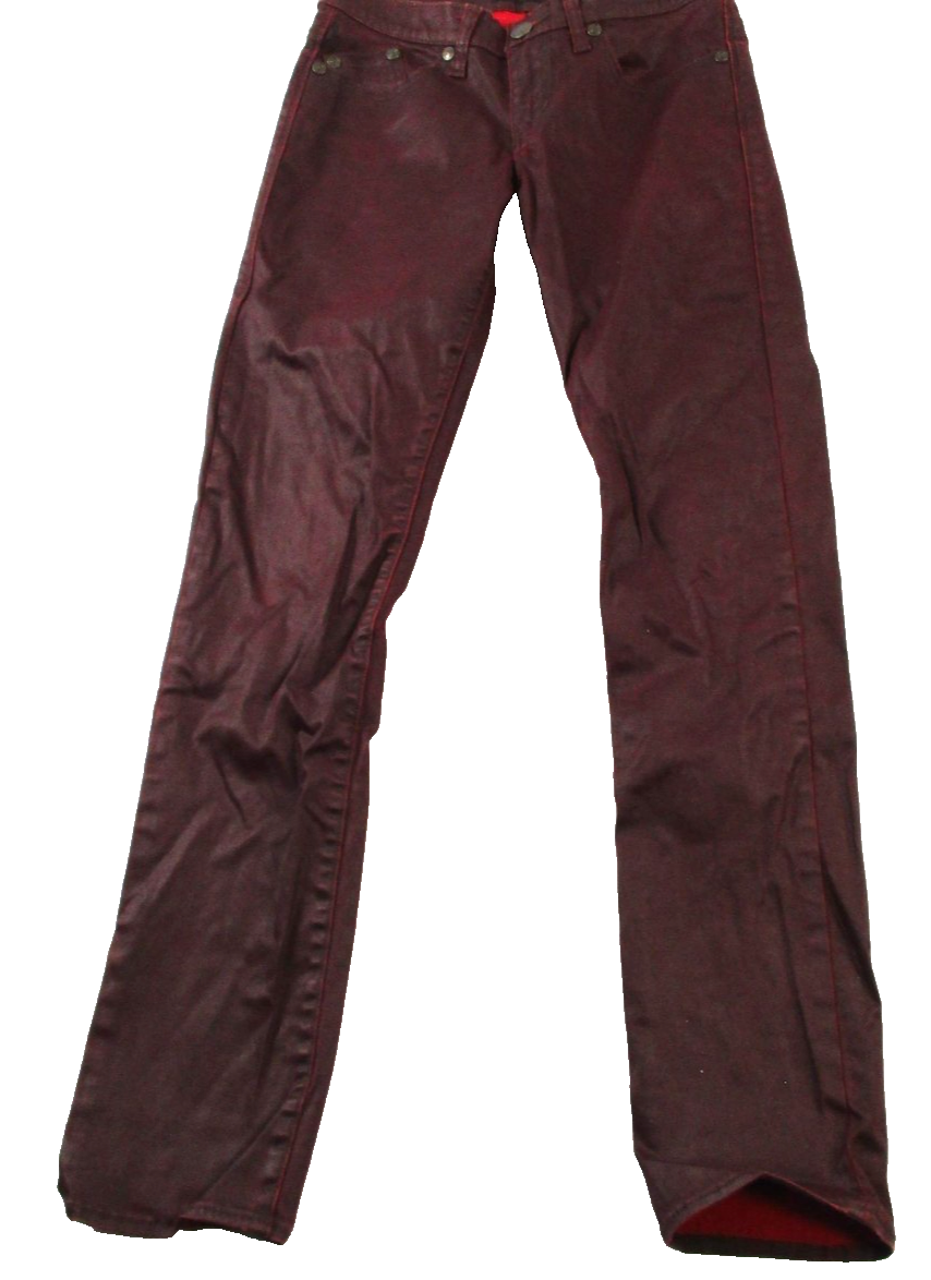 Rock & Republic Jeans Womens 31 Dark Red Skinny Slim Fit Coated Denim 14350