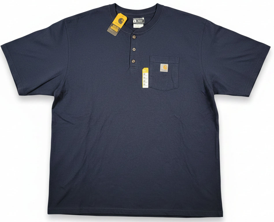 CARHARTT Men's TShirt 4XL Navy Loose Fit Henley Pockets Cotton TK0084M