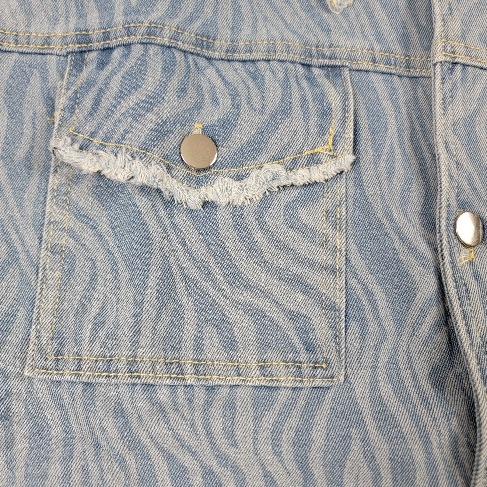 The Hideout Clothing “Coming of Age” Denim Jacket XXL Light Blue Zebra NWT