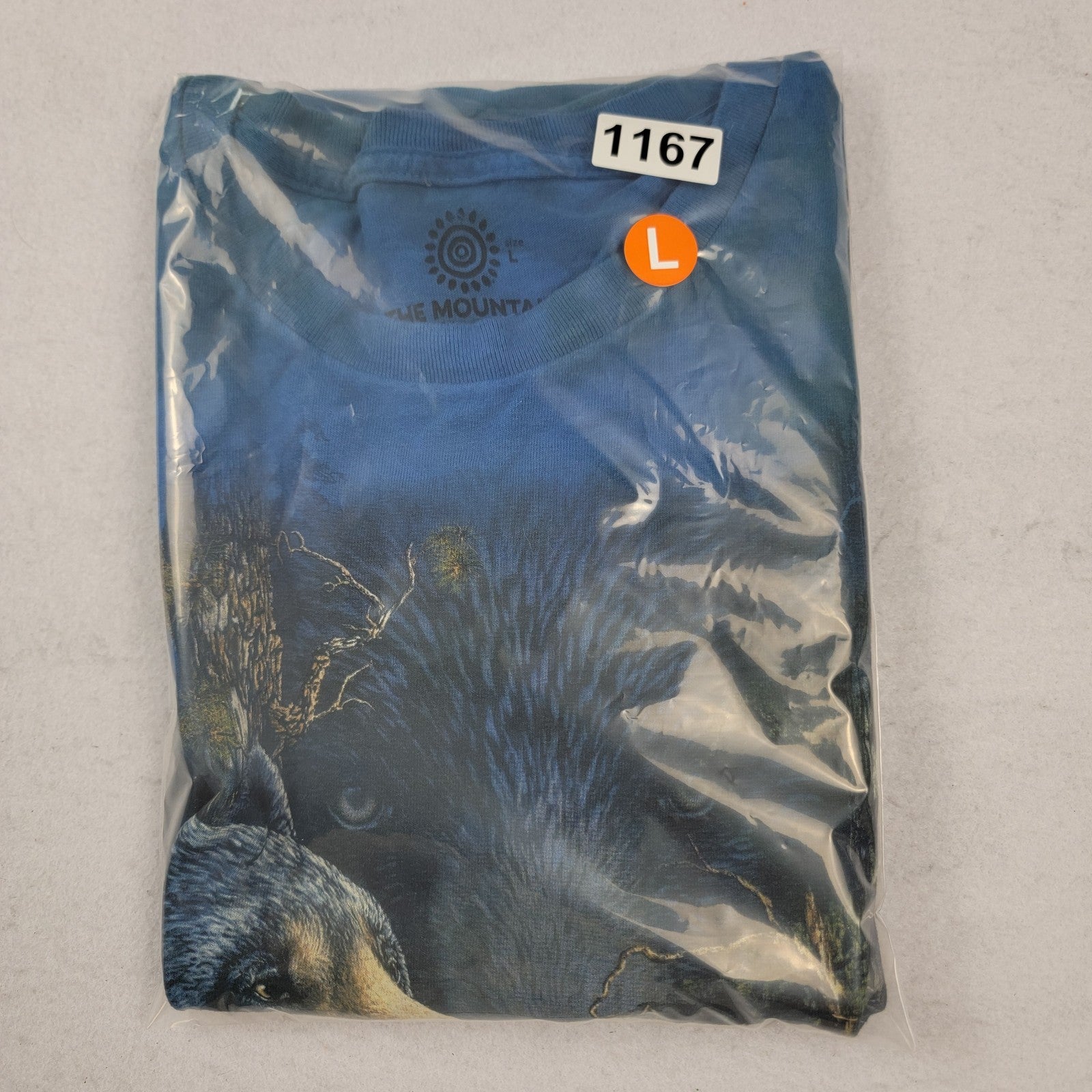 The Mountain “Find 13 Black Bears” Graphic Tee Blue TieDye Large Cotton