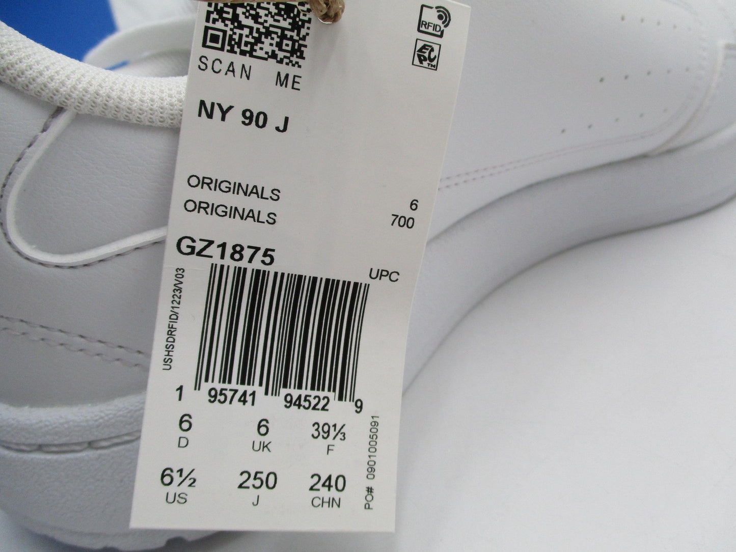 Adidas NY 90 J Shoes Youth Size 6.5 White Blue Low Top Sneakers GZ187511