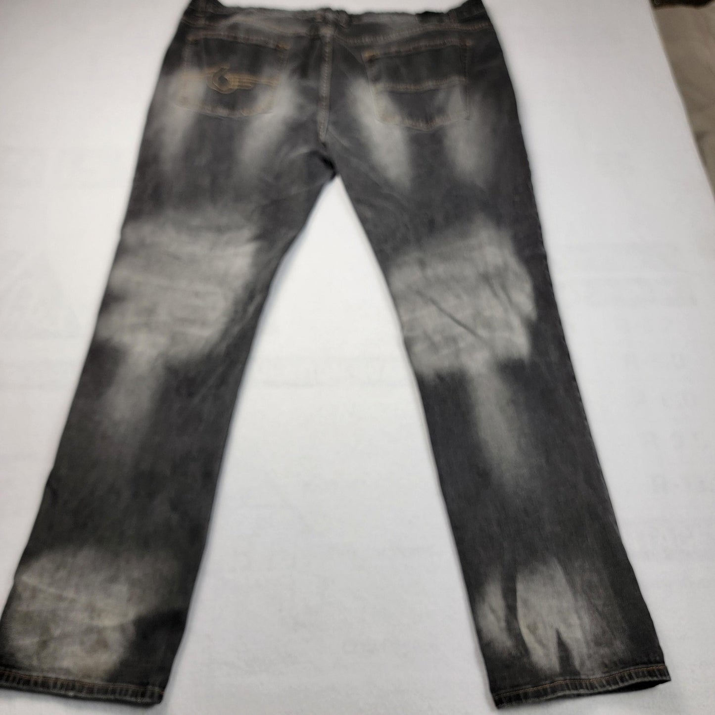Born Fly Jeans Men 44 Black Gray Distressed Repair Patch Stretch Streetwear 12041