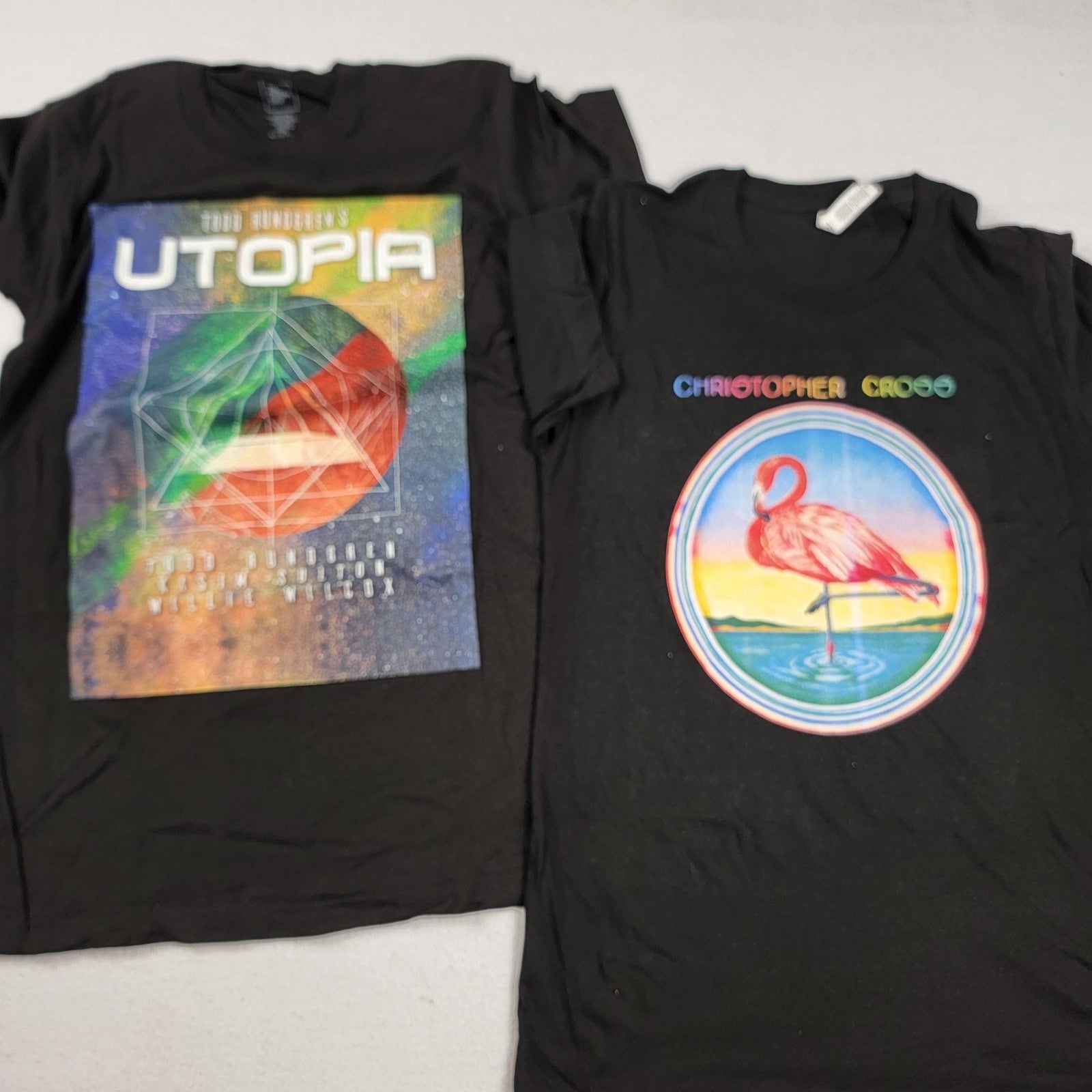 2 Pack Todd Rundgren Utopia Tour & Christopher Cross Black Tshirts Sz S