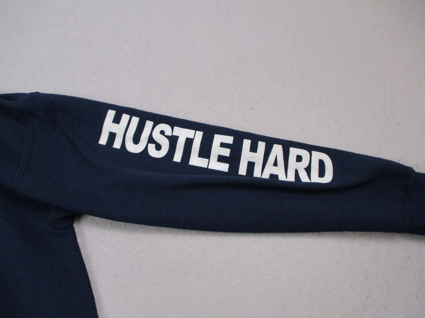 Gildan Heavy Blend Hoodie Men's Small Navy Hustle Nutrition Facts Graphic