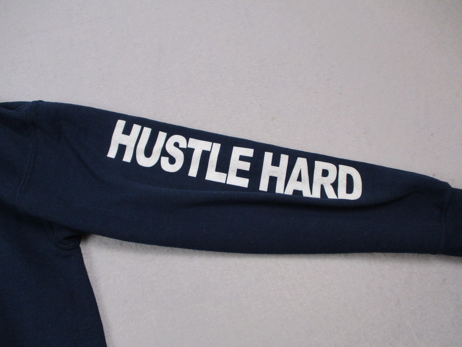 Gildan Heavy Blend Hoodie Men's Small Navy Hustle Nutrition Facts Graphic