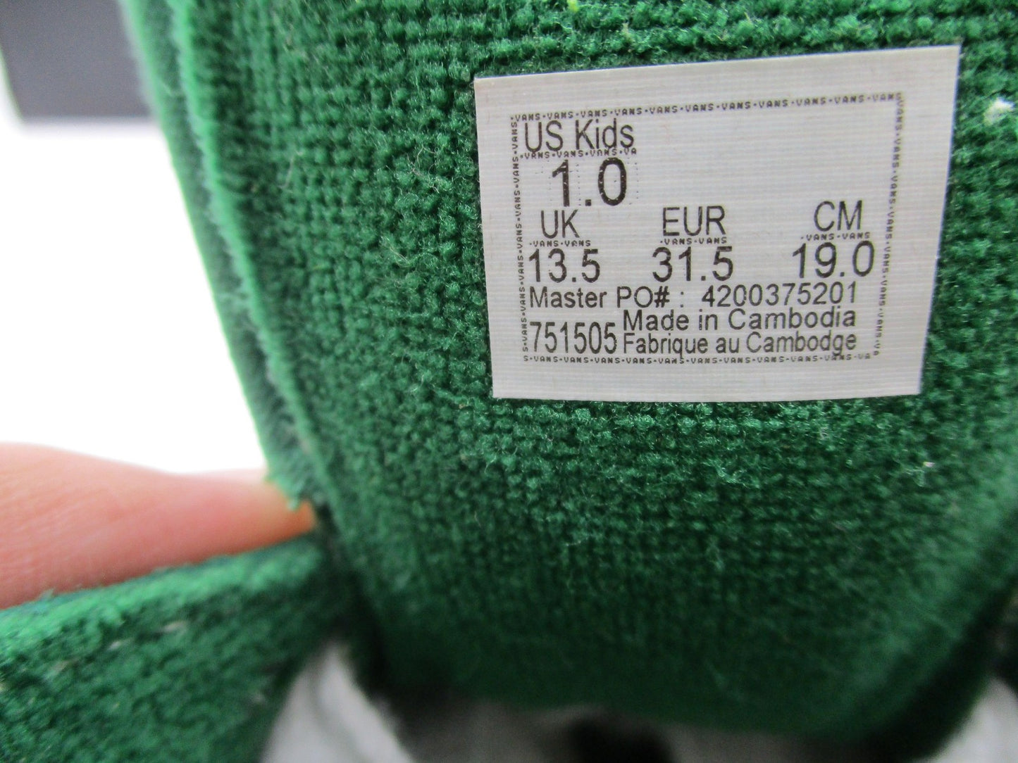 Vans Shoes Kids Size 1 Green Pink White Knu Skool Skate Low Top Lace Up (1B7)6