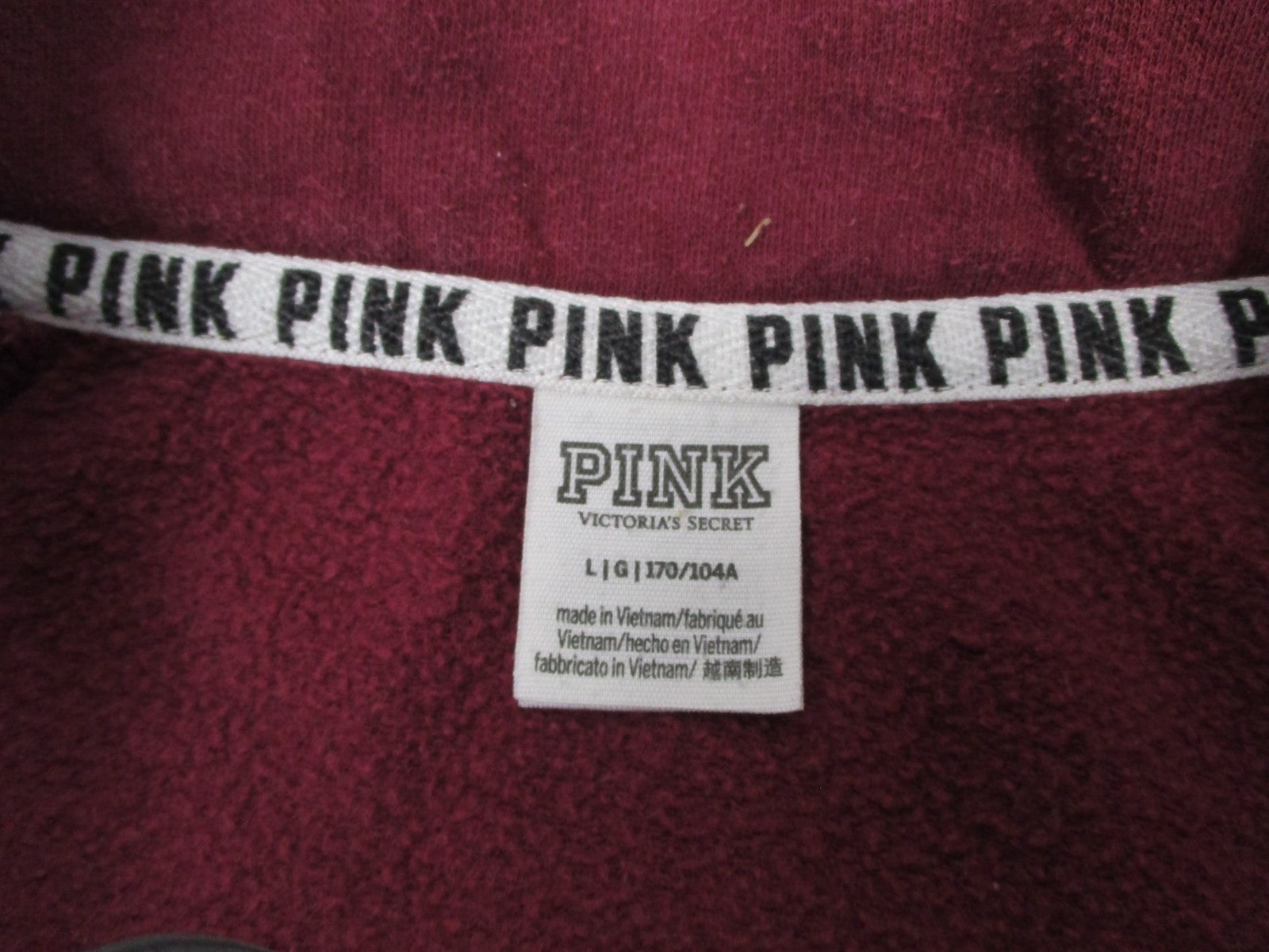 Victoria’s Secret PINK Half Zip Pullover Sweatshirt Maroon Women’s Large