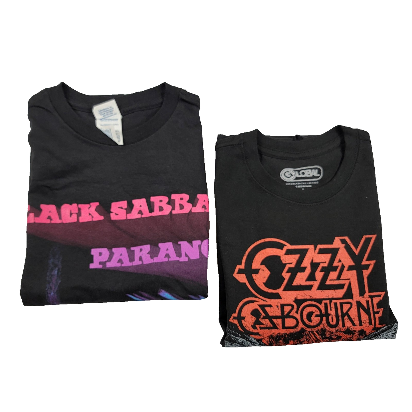 2 Pack Black Sabbath Paranoid & Ozzy Osbourne TShirt Mens Small Black