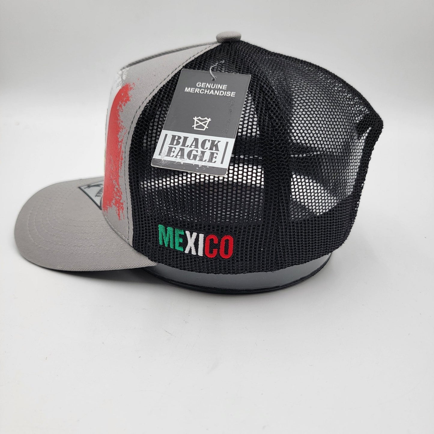 Black Eagle Hat Cap Snap Back Gray Mexico Flag Trucker Mesh Embroidered Mens1