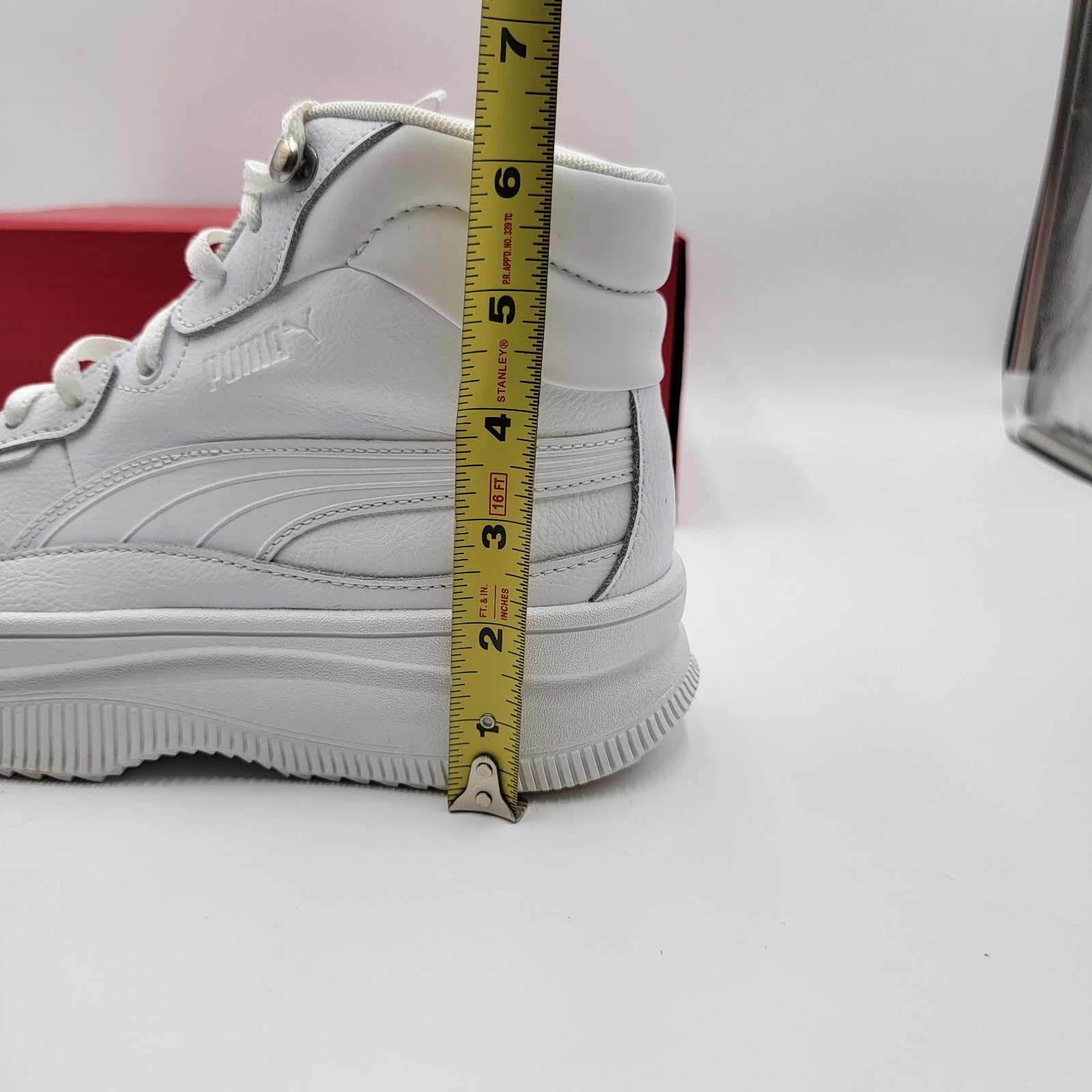 Puma Mayze Mid Wedge Women’s Sneakers White Leather Hi Top Sz 9.5 39231601 3848