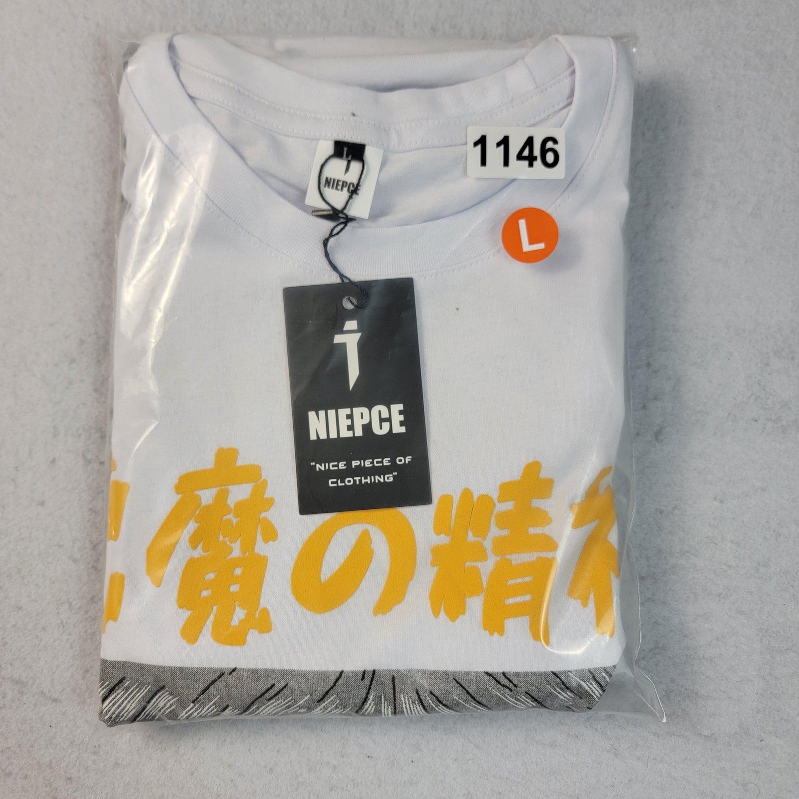 NIEPCE Shirt Large White Japanese Kanji Graphic Anime Tee New With Tags