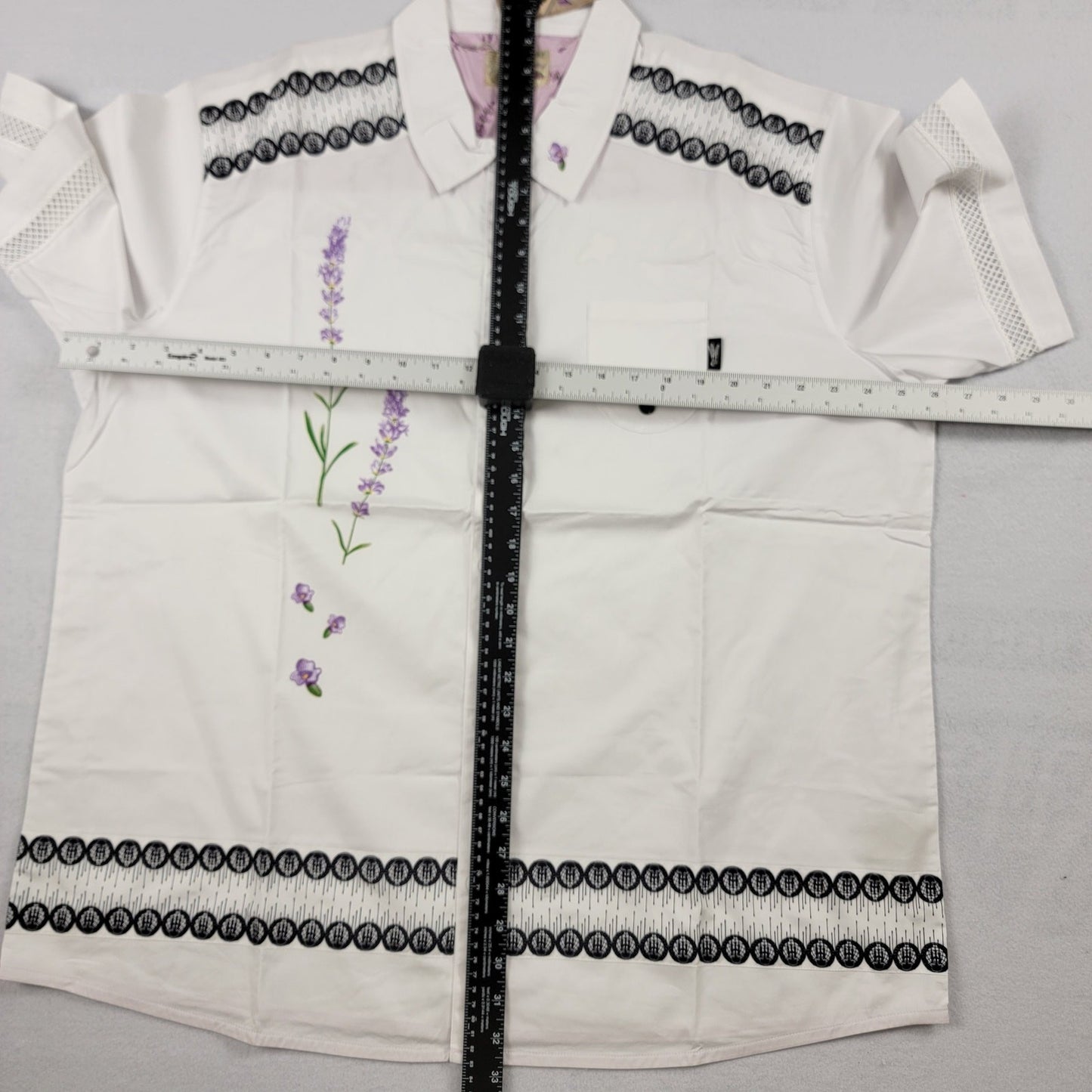 The Hideout Clothing Valensole Lavender SS Button Down Shirt White XL NWT