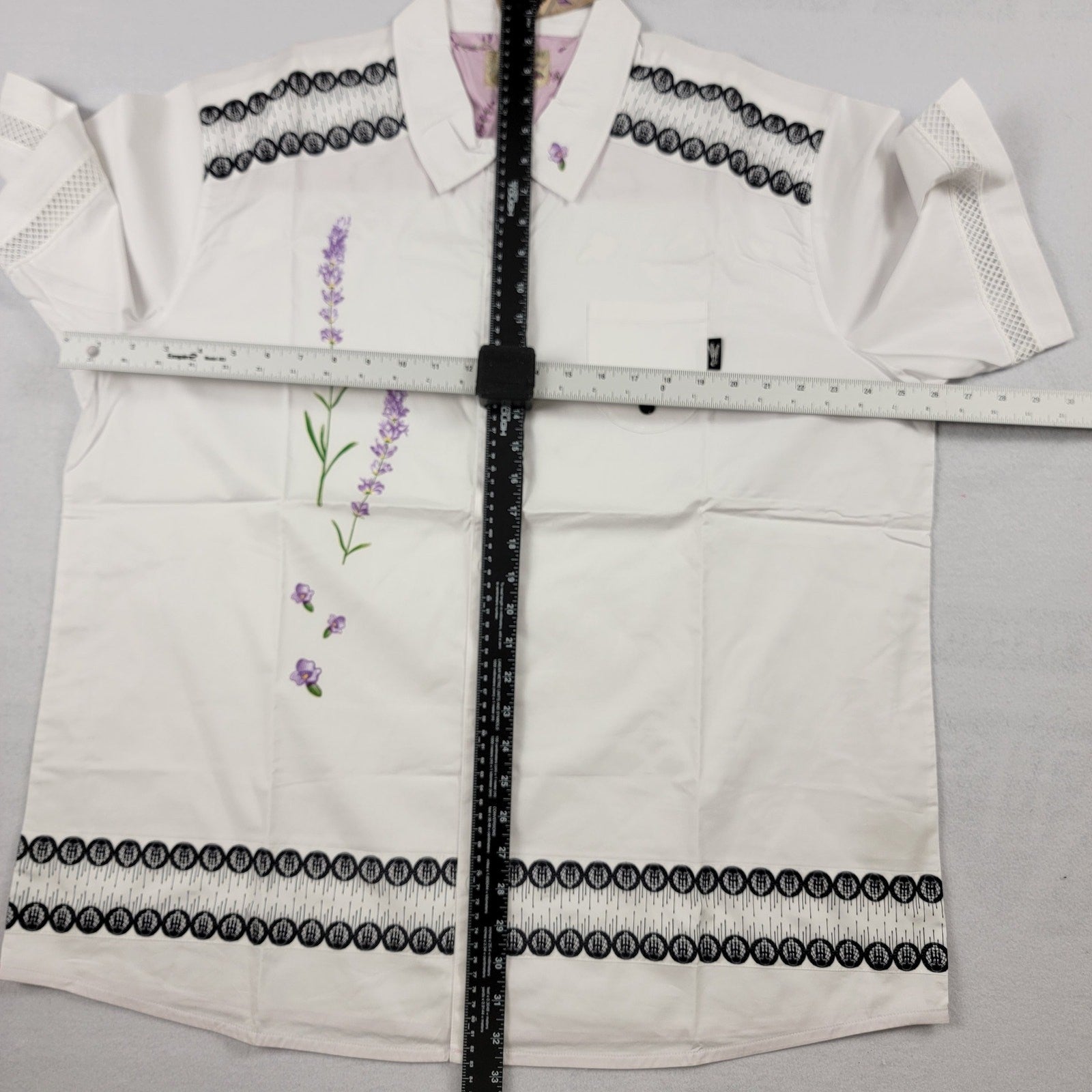 The Hideout Clothing Valensole Lavender SS Button Down Shirt White XL NWT