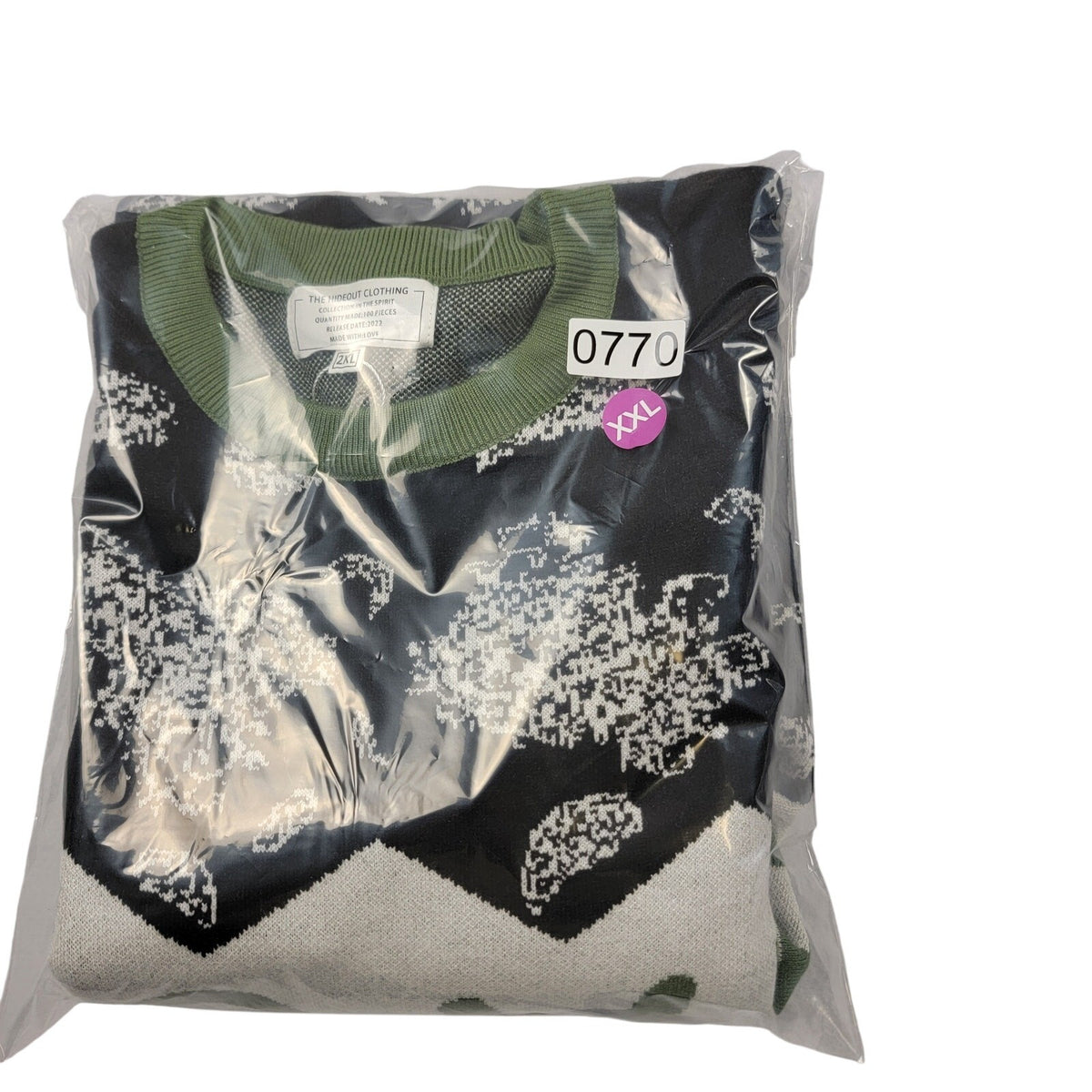 The Hideout Clothing Love Paisley Knit Holiday Sweater Men's 2XL Green NWT6