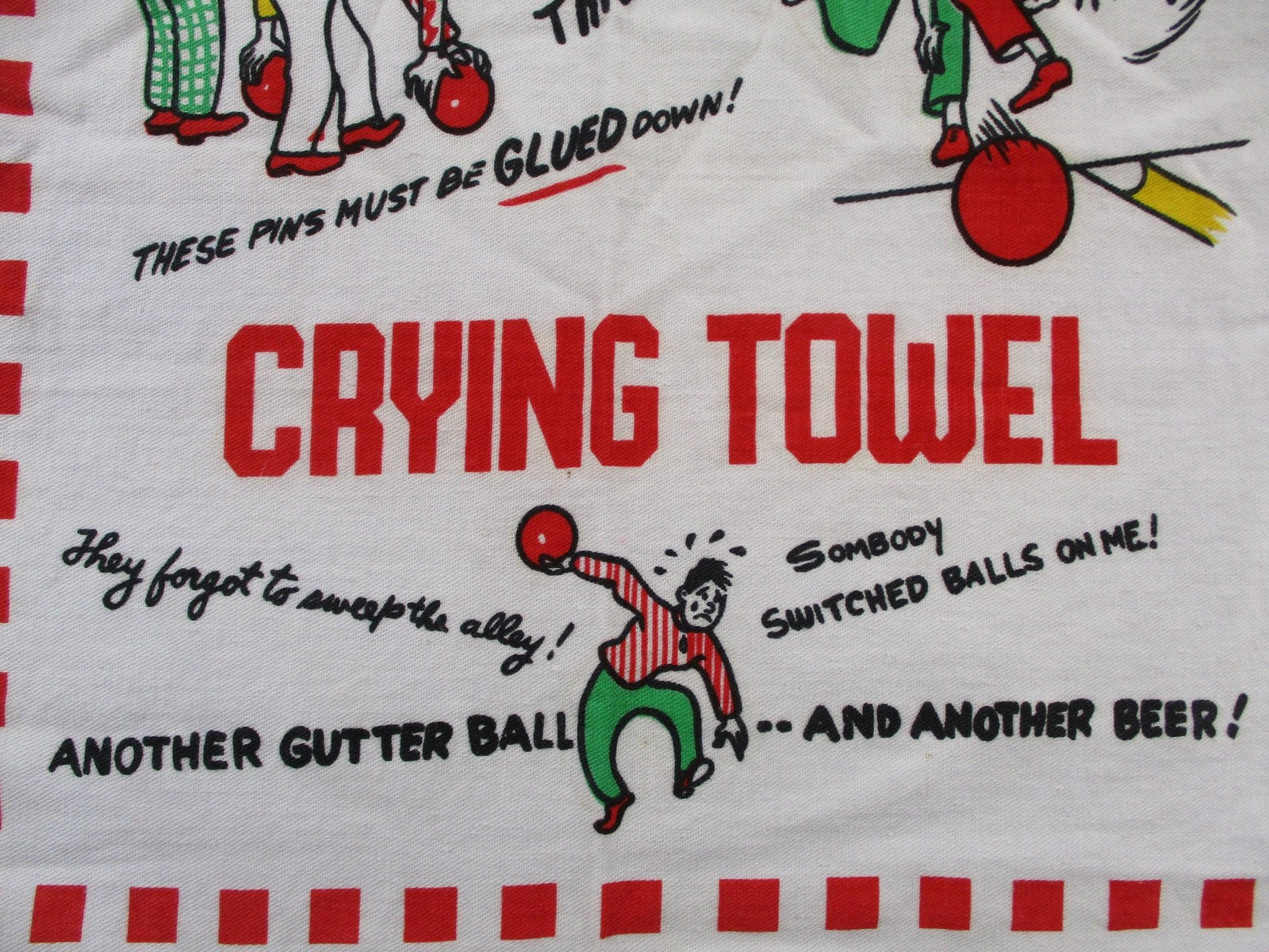 Bowler's Crying Towel Multicolor Cotton Retro Bowling Kitchen Tea Towel Humor2