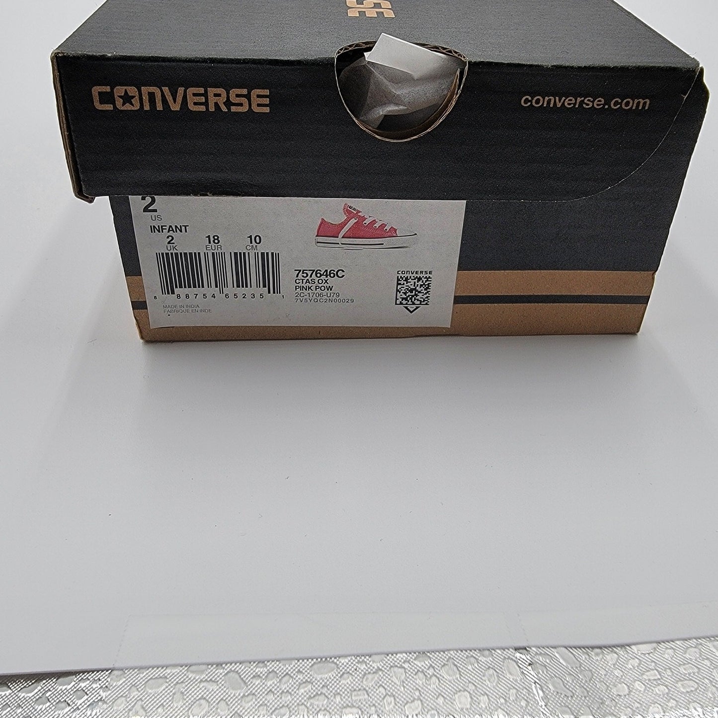 Converse CTAS OX Pink Pow Sz 2 Infant 75764C9