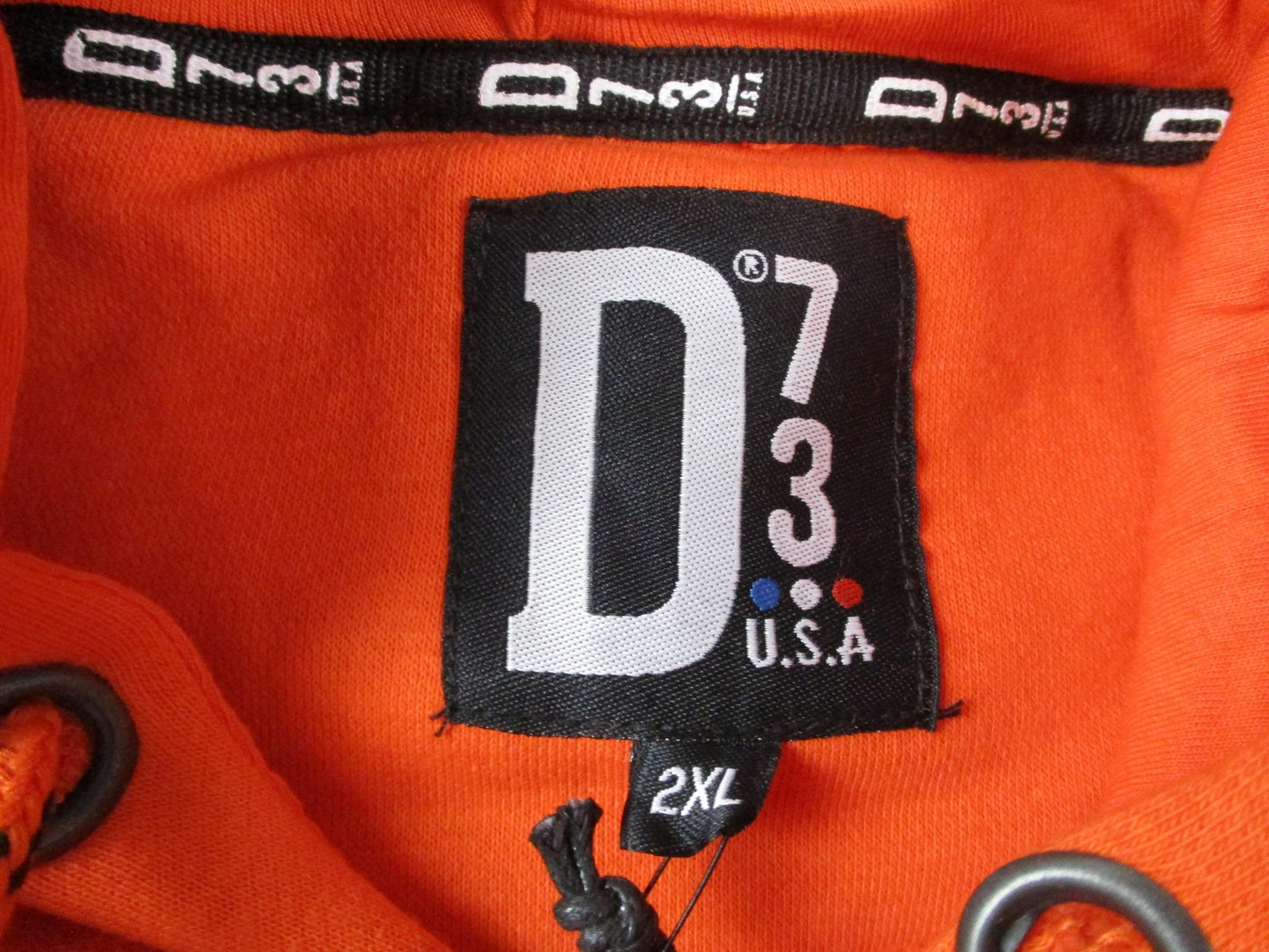 D73 USA Hoodie Mens 2XL Orange Skull Hot Wheels Pullover Fleece Sweatshirt 12907
