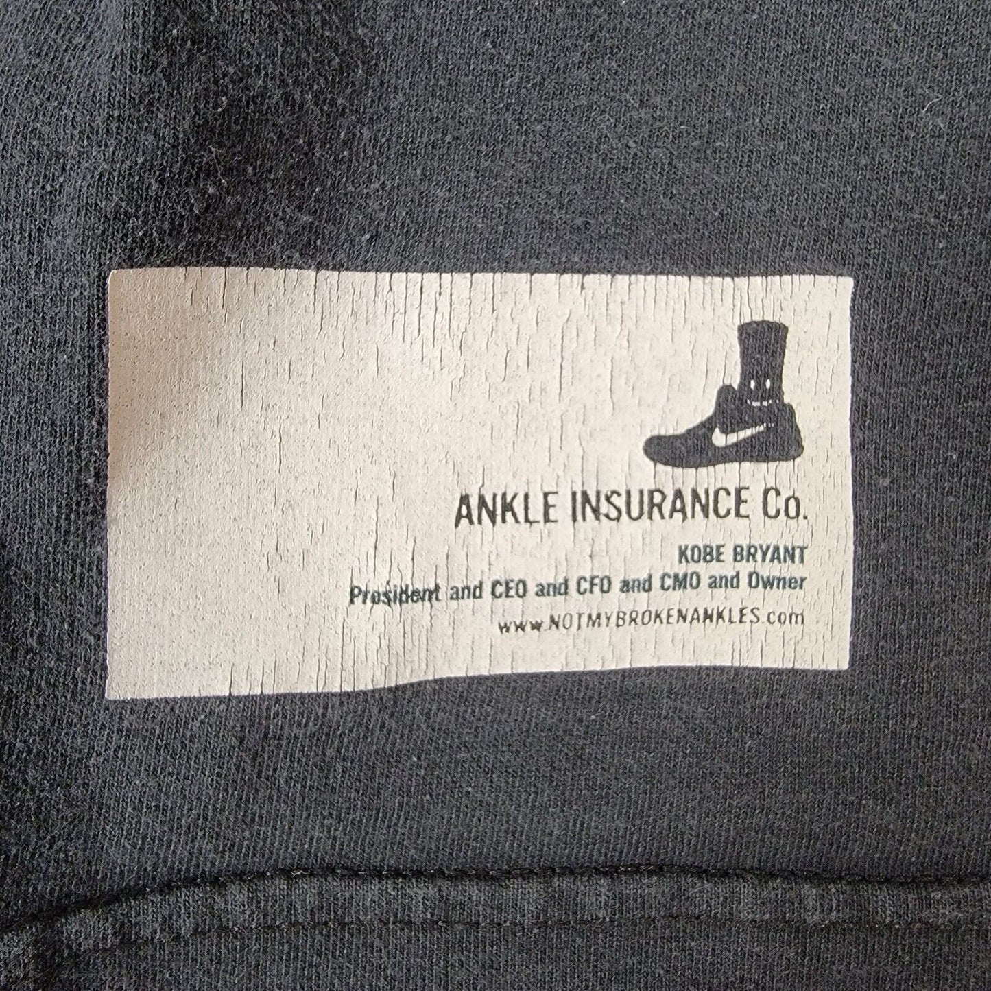 Nike Kobe Bryant Ankle Insurance Co Shoe Smile Black T 2XL Rare Vintage