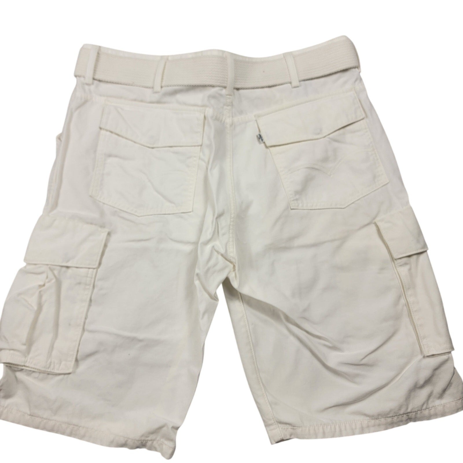 Levi’s Men’s 38 Cargo Shorts White Belted 100% Cotton Utility Pockets Casual1