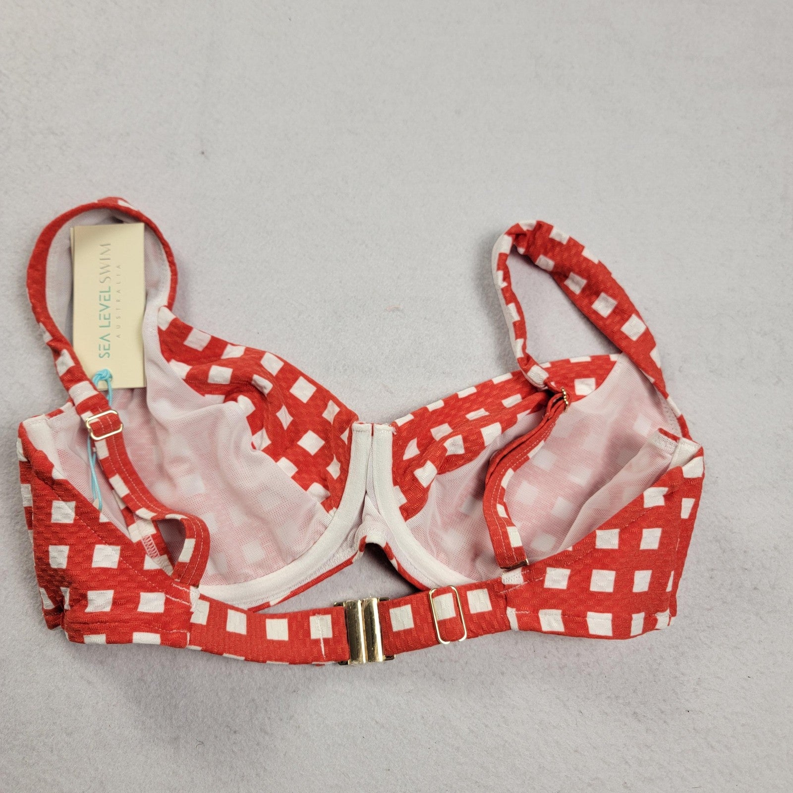 Sea Level Swim Le Damier Bra Bikini Top Womens US 8 DD/E Underwire Australia1